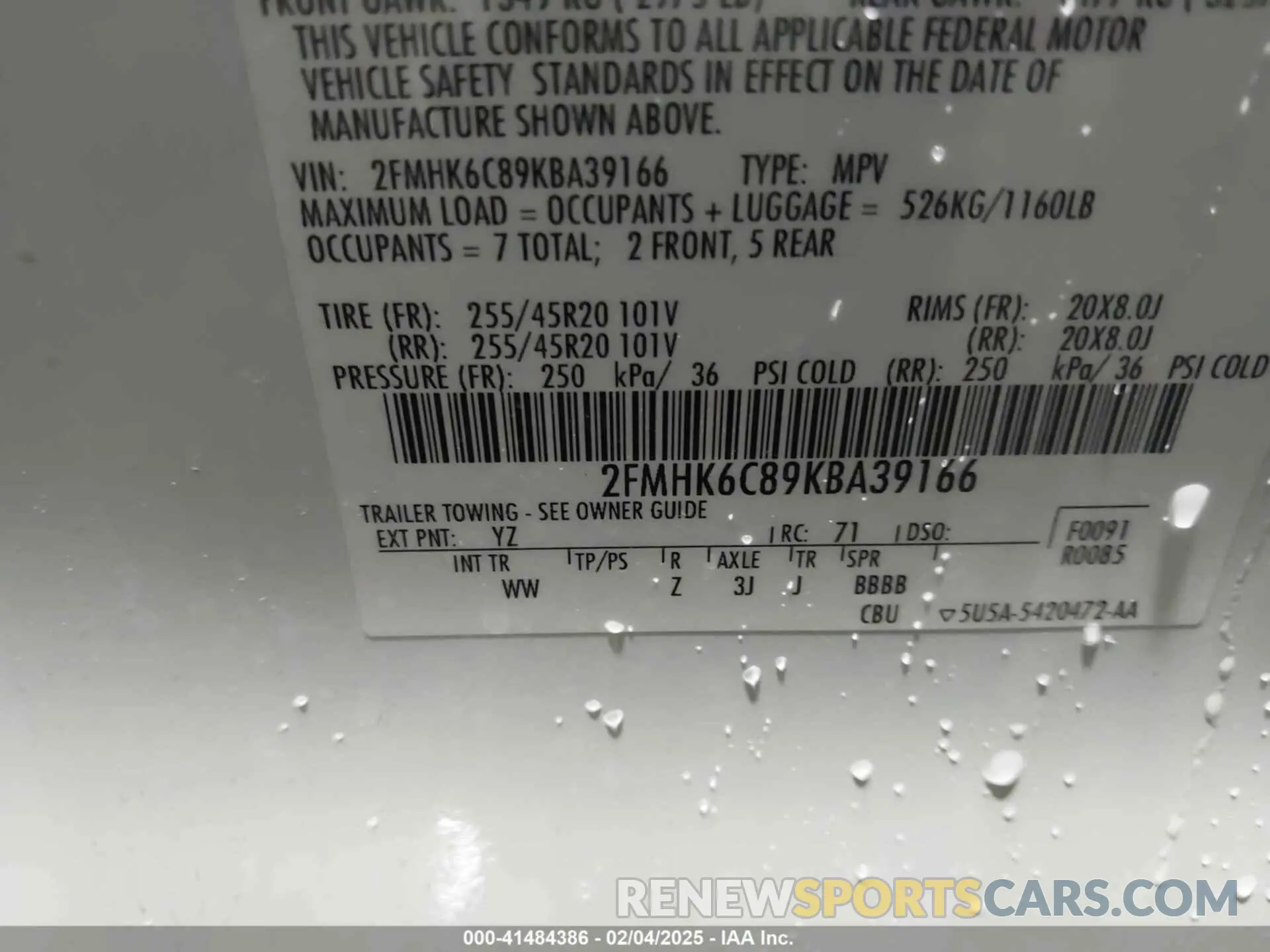 9 Фотография поврежденного автомобиля 2FMHK6C89KBA39166 FORD FLEX 2019