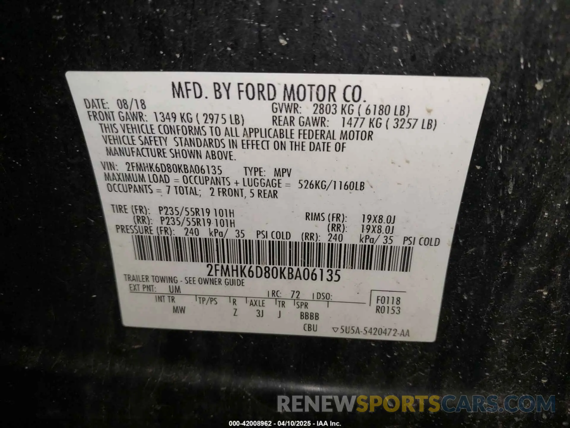 9 Фотография поврежденного автомобиля 2FMHK6D80KBA06135 FORD FLEX 2019