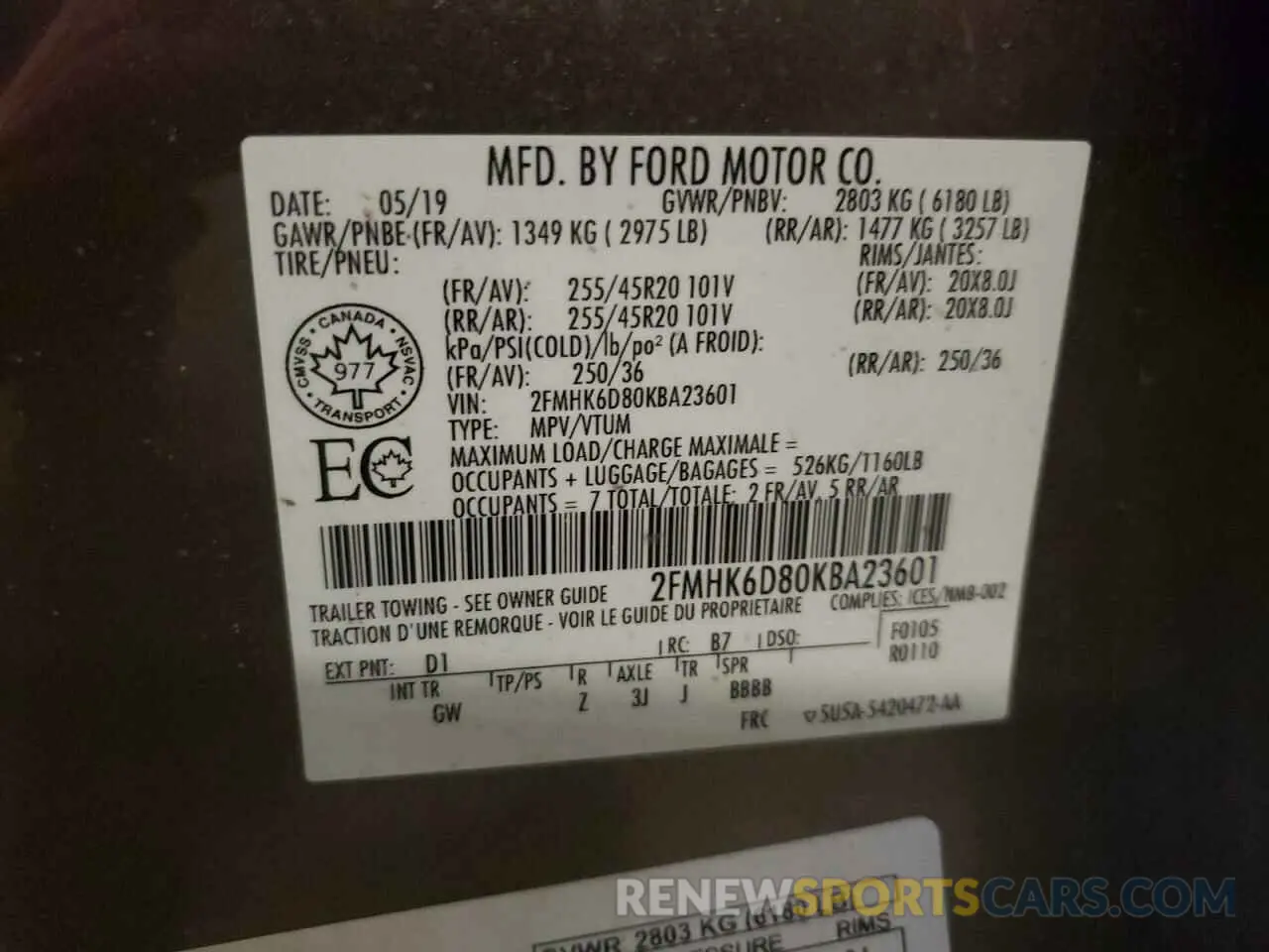 13 Фотография поврежденного автомобиля 2FMHK6D80KBA23601 FORD FLEX 2019