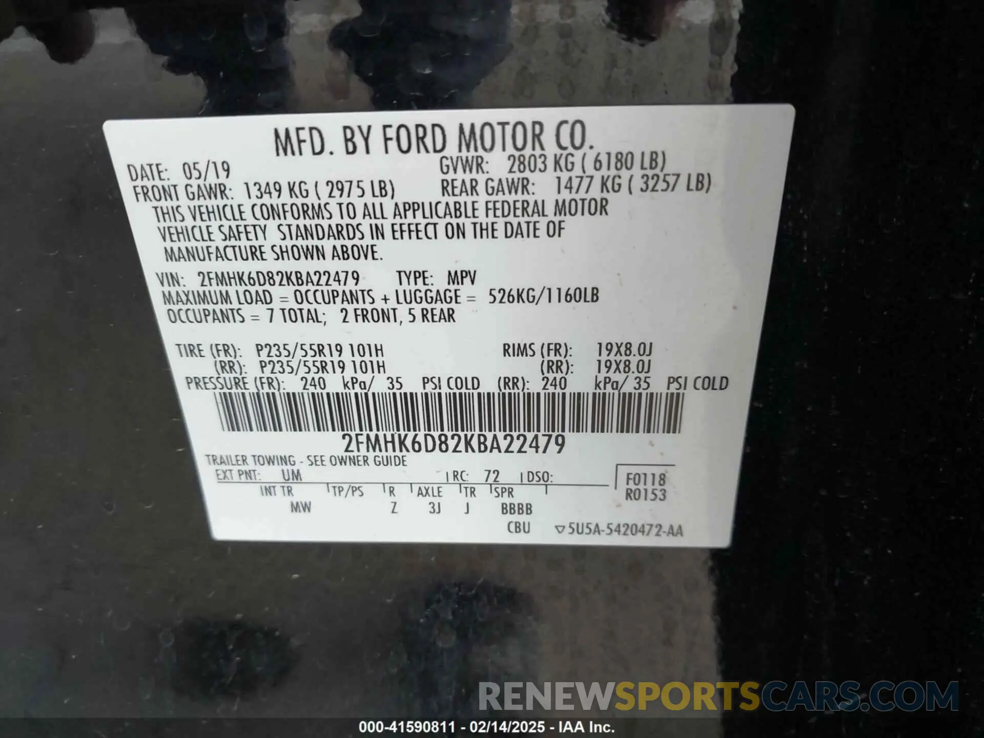 9 Photograph of a damaged car 2FMHK6D82KBA22479 FORD FLEX 2019