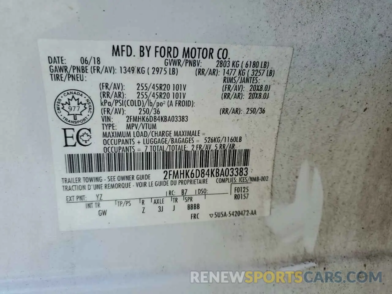 14 Фотография поврежденного автомобиля 2FMHK6D84KBA03383 FORD FLEX 2019