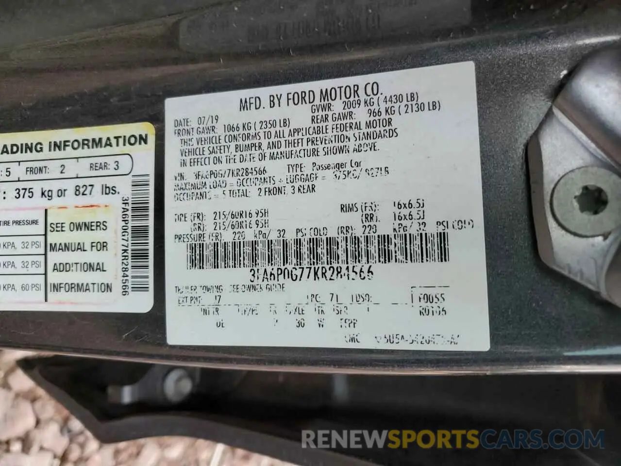 13 Фотография поврежденного автомобиля 3FA6P0G77KR284566 FORD FUSION 2019