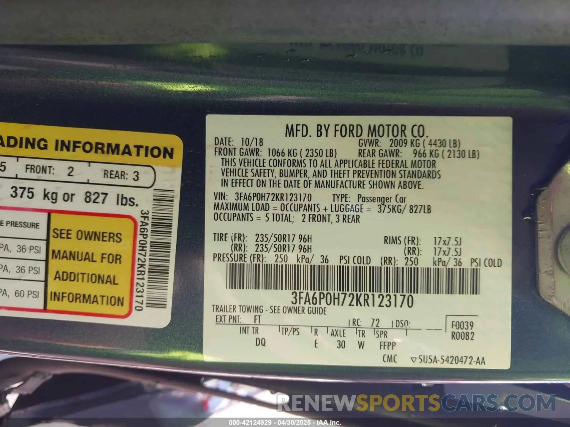 9 Фотография поврежденного автомобиля 3FA6P0H72KR123170 FORD FUSION 2019