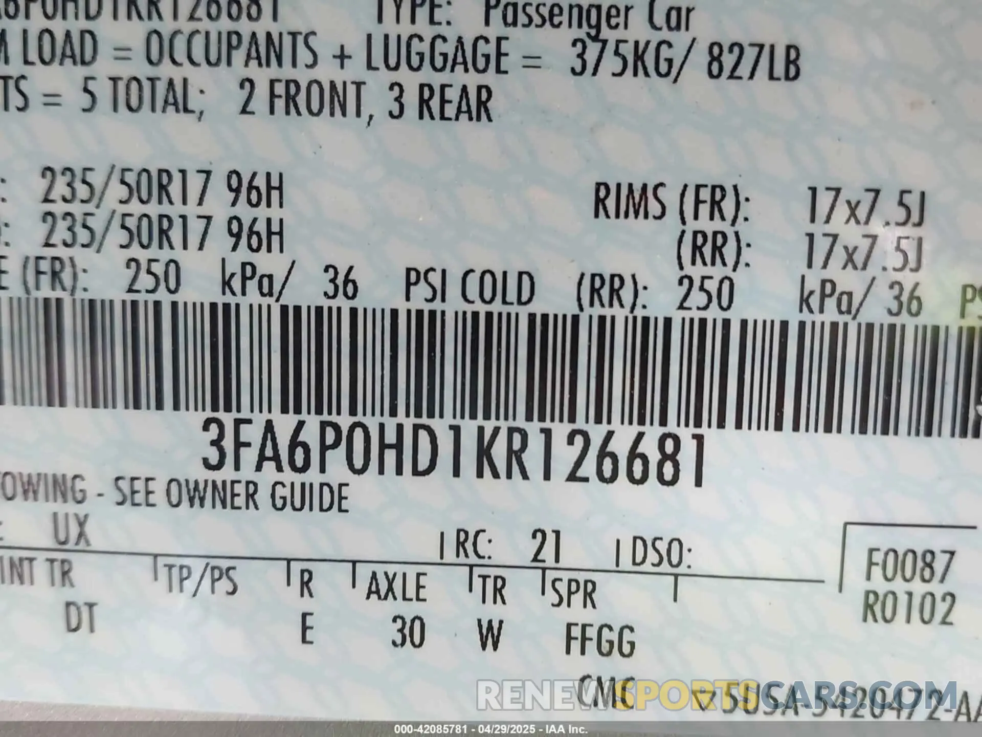9 Фотография поврежденного автомобиля 3FA6P0HD1KR126681 FORD FUSION 2019