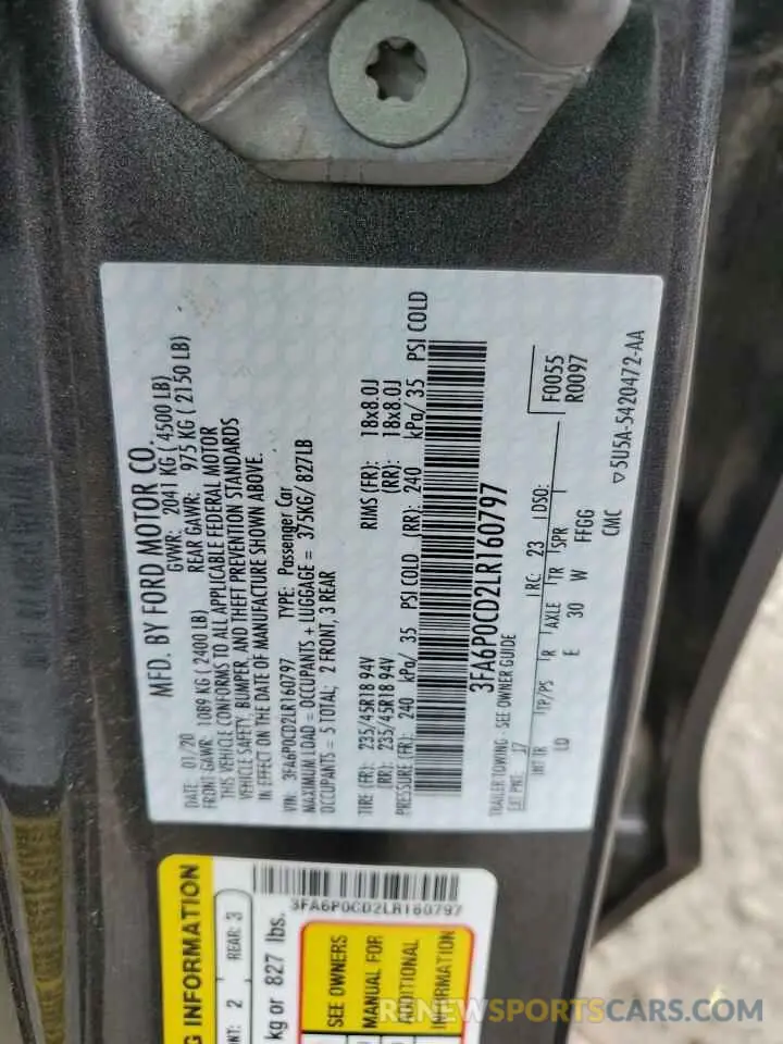 12 Фотография поврежденного автомобиля 3FA6P0CD2LR160797 FORD FUSION 2020