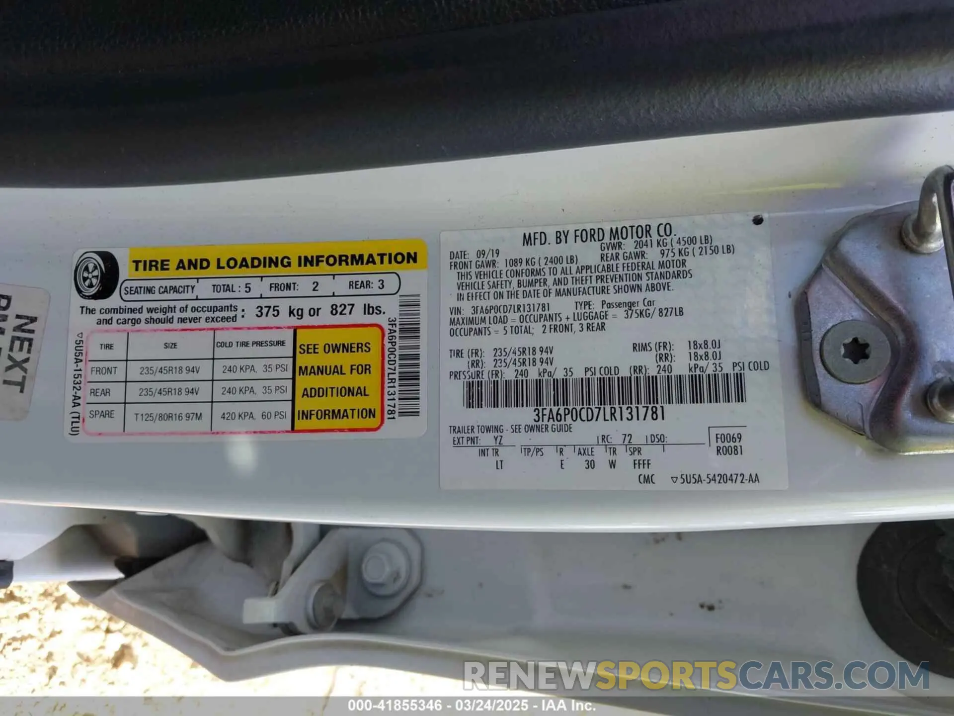 9 Фотография поврежденного автомобиля 3FA6P0CD7LR131781 FORD FUSION 2020