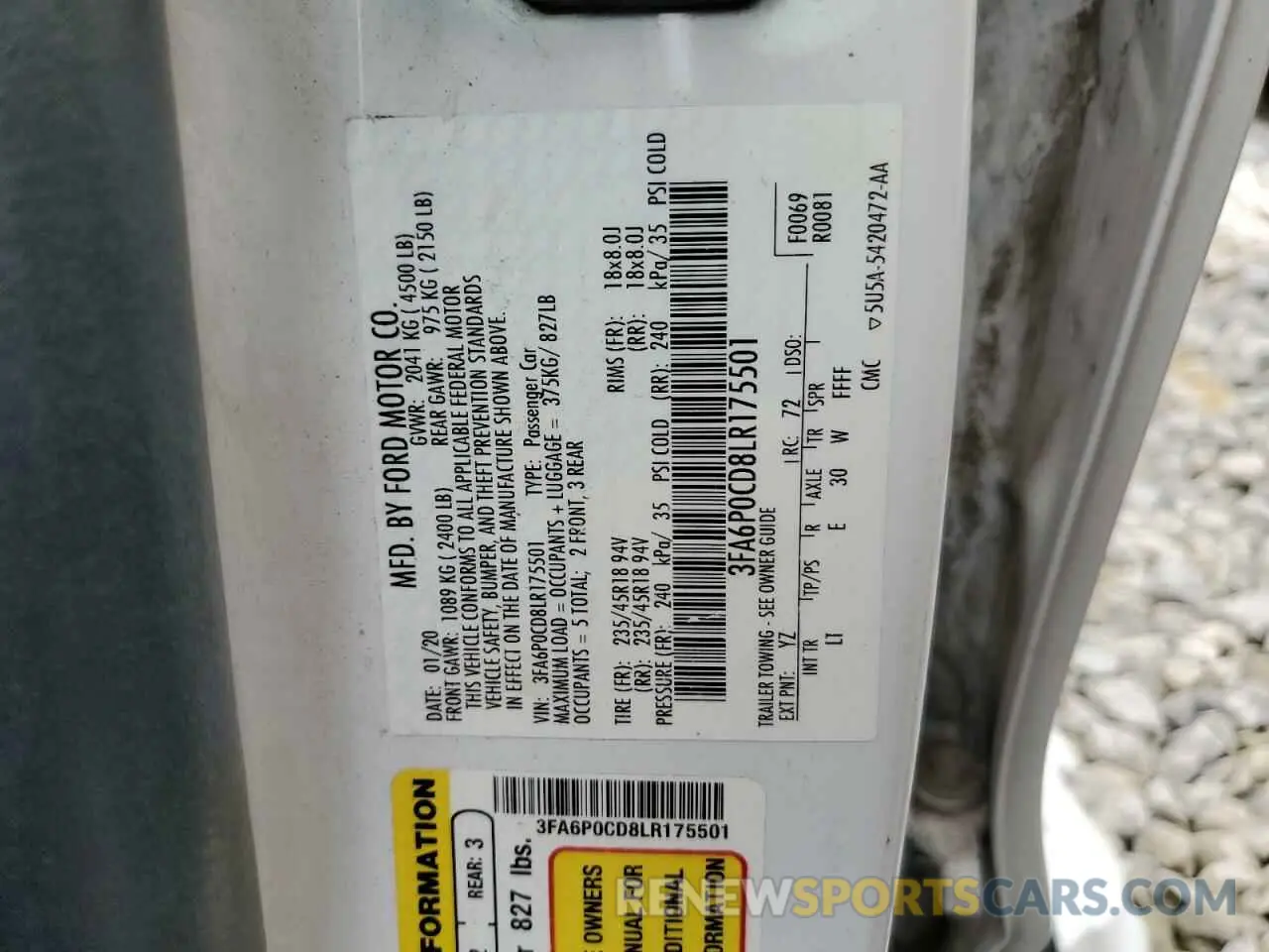 13 Фотография поврежденного автомобиля 3FA6P0CD8LR175501 FORD FUSION 2020