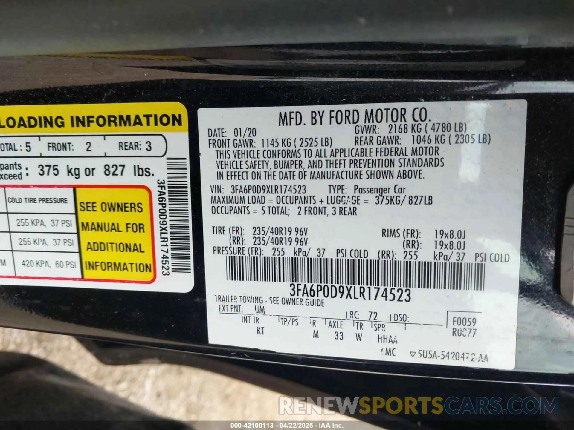 9 Фотография поврежденного автомобиля 3FA6P0D9XLR174523 FORD FUSION 2020