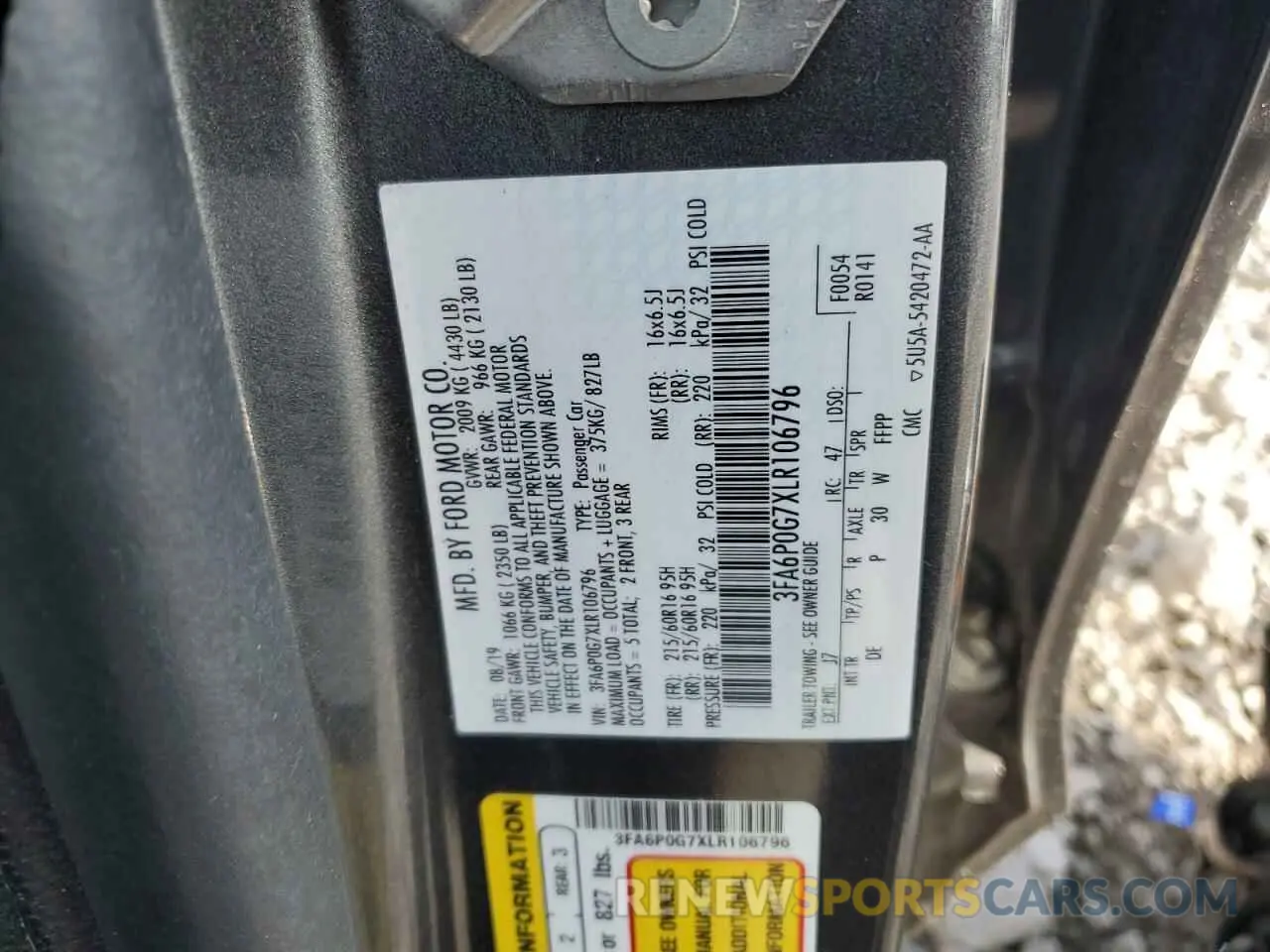 13 Фотография поврежденного автомобиля 3FA6P0G7XLR106796 FORD FUSION 2020