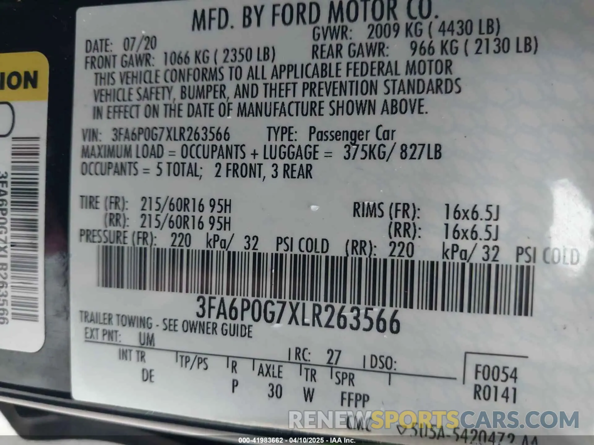 9 Фотография поврежденного автомобиля 3FA6P0G7XLR263566 FORD FUSION 2020