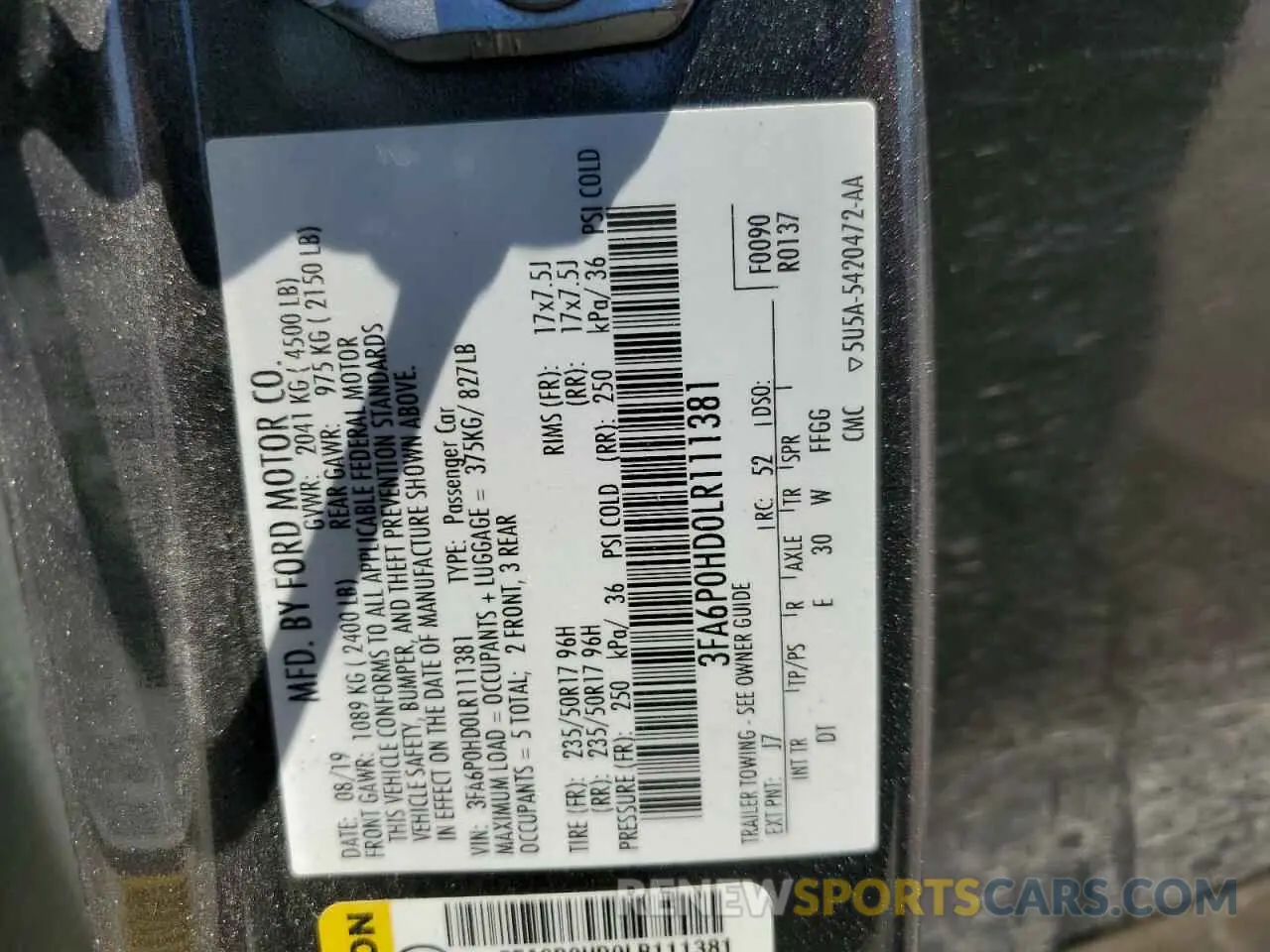 14 Photograph of a damaged car 3FA6P0HD0LR111381 FORD FUSION 2020