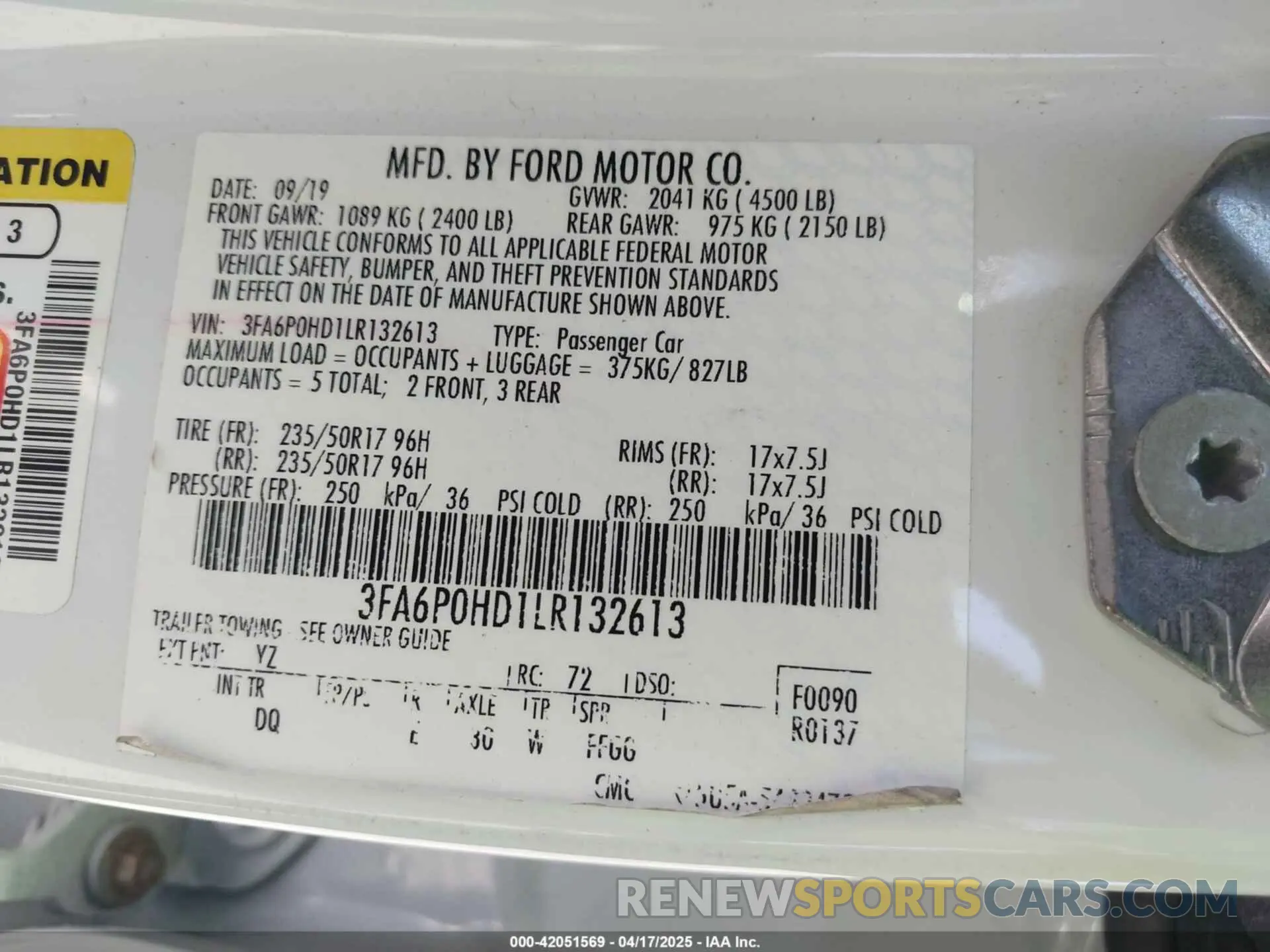 9 Фотография поврежденного автомобиля 3FA6P0HD1LR132613 FORD FUSION 2020