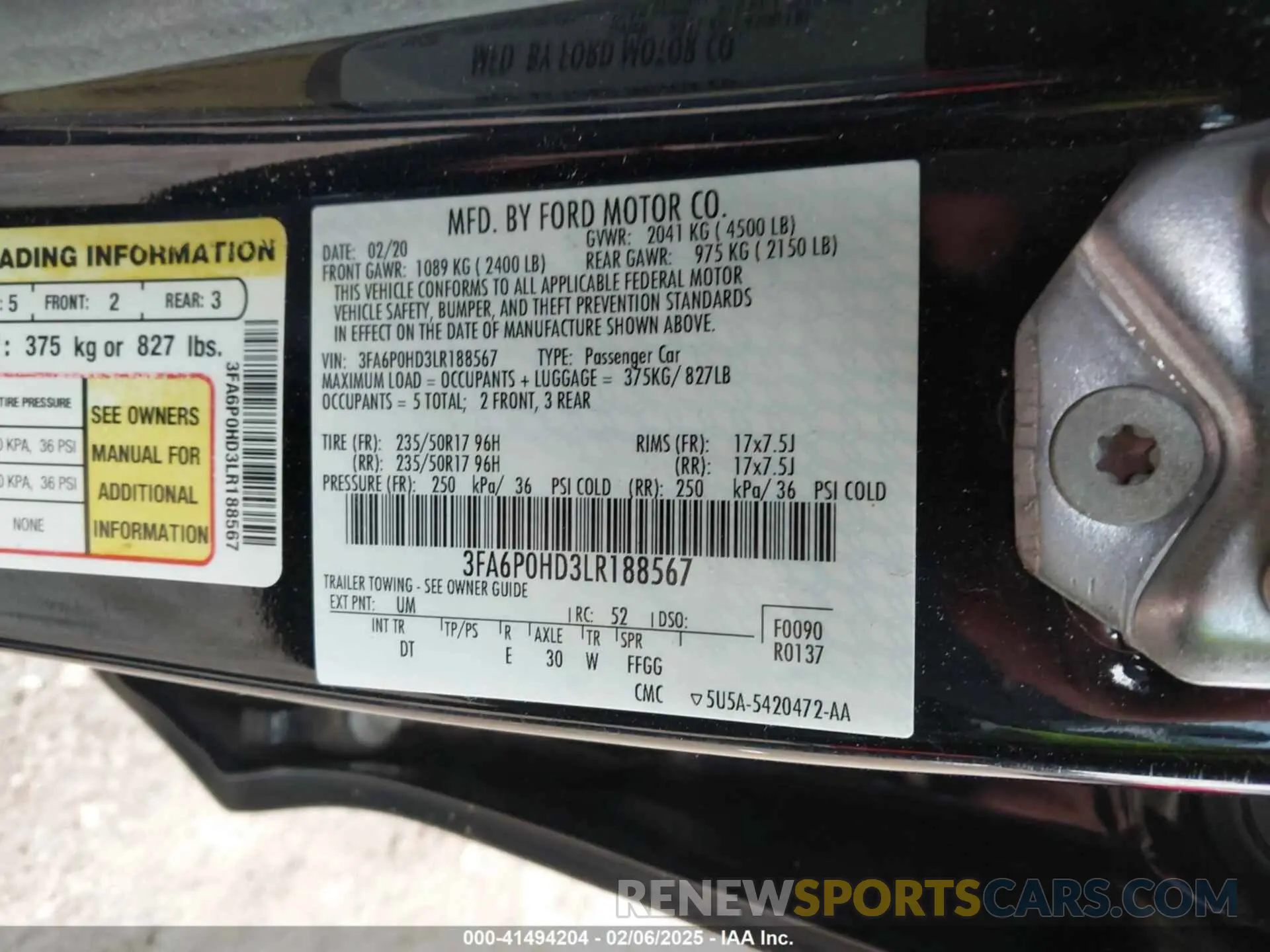 9 Photograph of a damaged car 3FA6P0HD3LR188567 FORD FUSION 2020