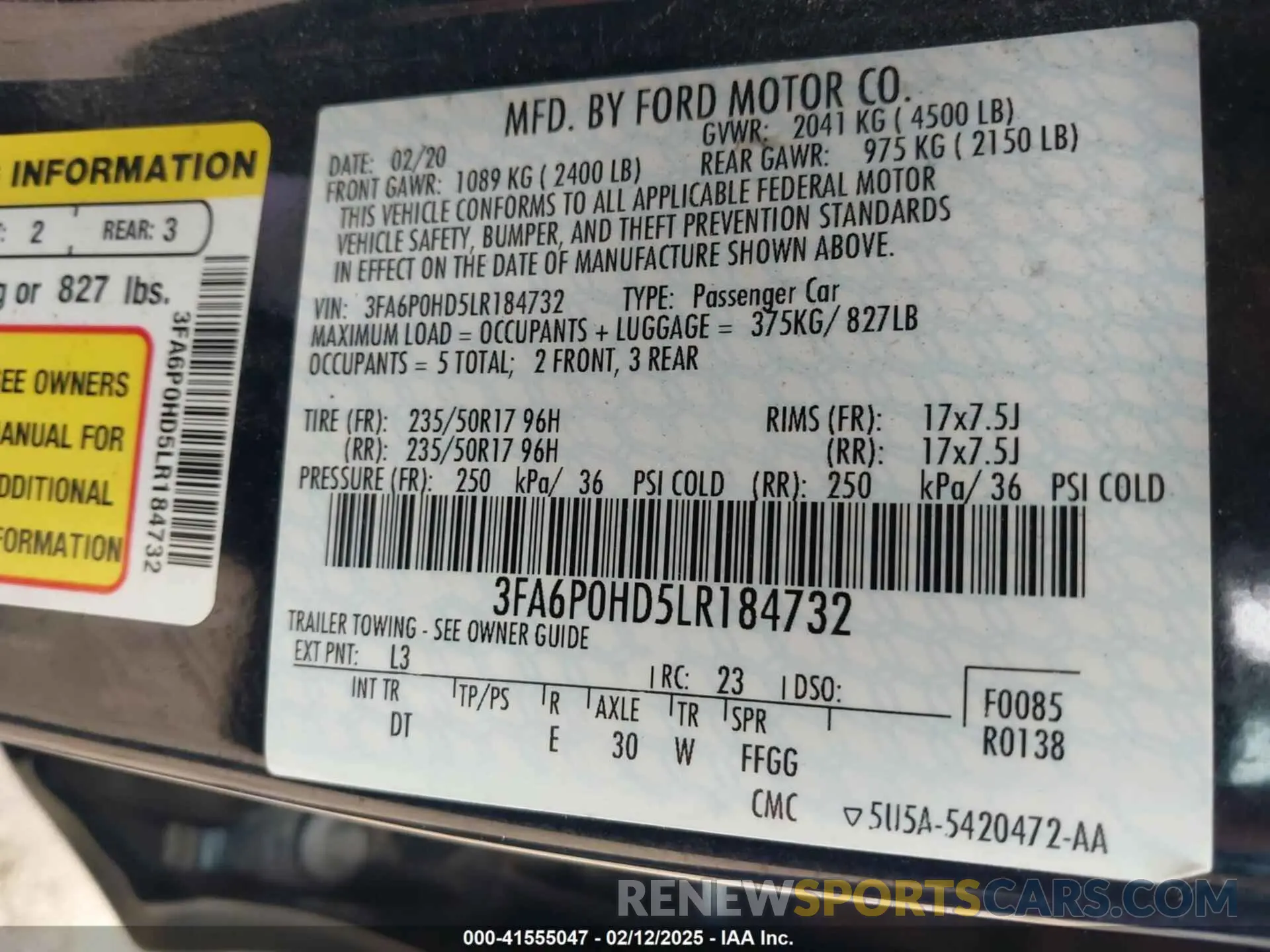 9 Фотография поврежденного автомобиля 3FA6P0HD5LR184732 FORD FUSION 2020