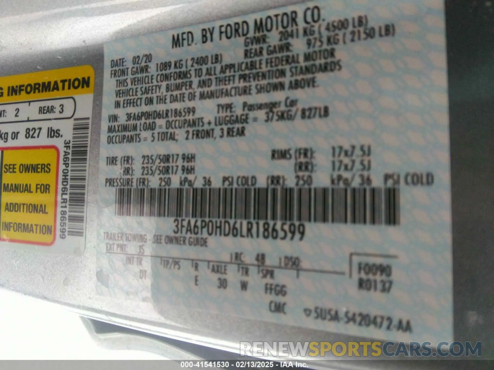 9 Photograph of a damaged car 3FA6P0HD6LR186599 FORD FUSION 2020