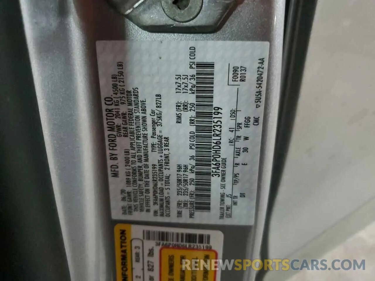 12 Фотография поврежденного автомобиля 3FA6P0HD6LR235199 FORD FUSION 2020