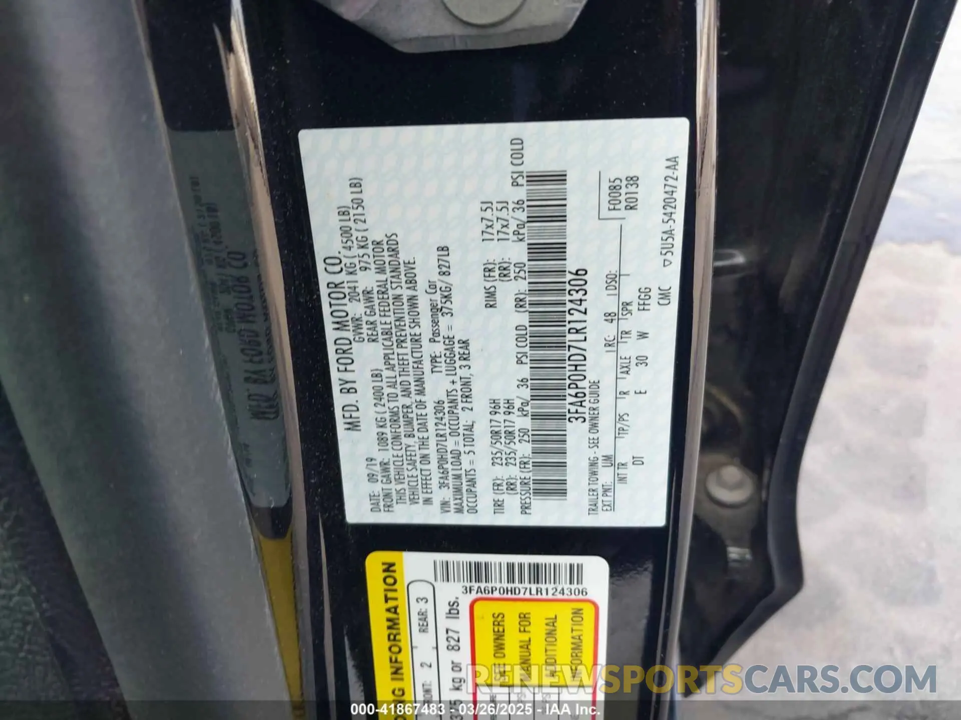 9 Фотография поврежденного автомобиля 3FA6P0HD7LR124306 FORD FUSION 2020
