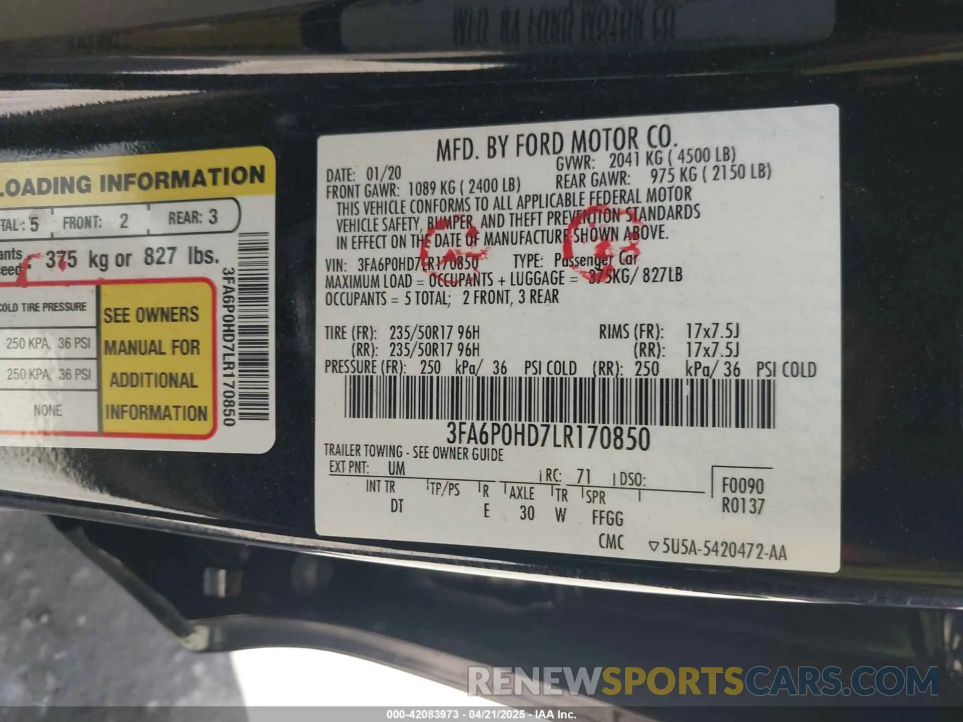9 Photograph of a damaged car 3FA6P0HD7LR170850 FORD FUSION 2020