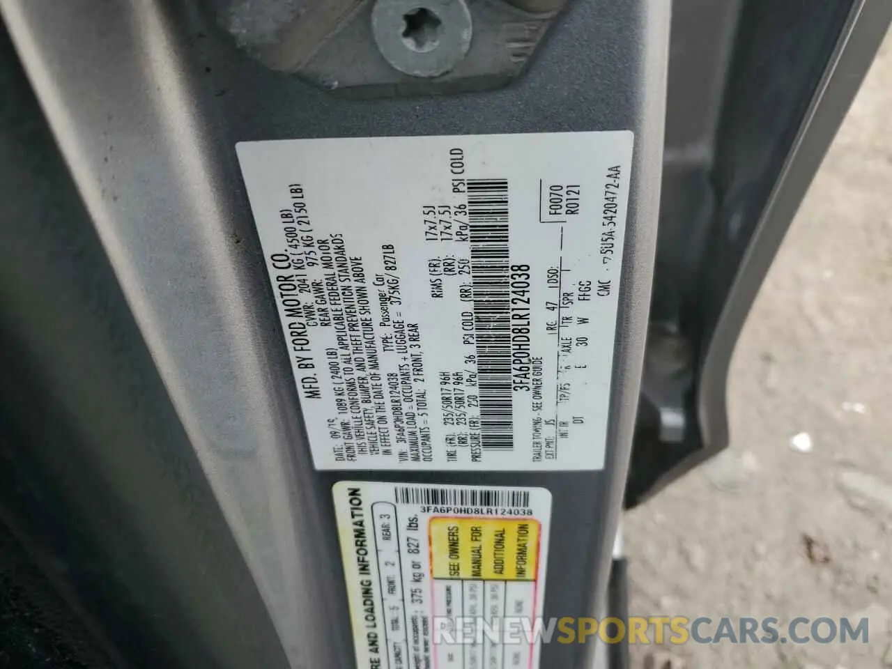 14 Фотография поврежденного автомобиля 3FA6P0HD8LR124038 FORD FUSION 2020