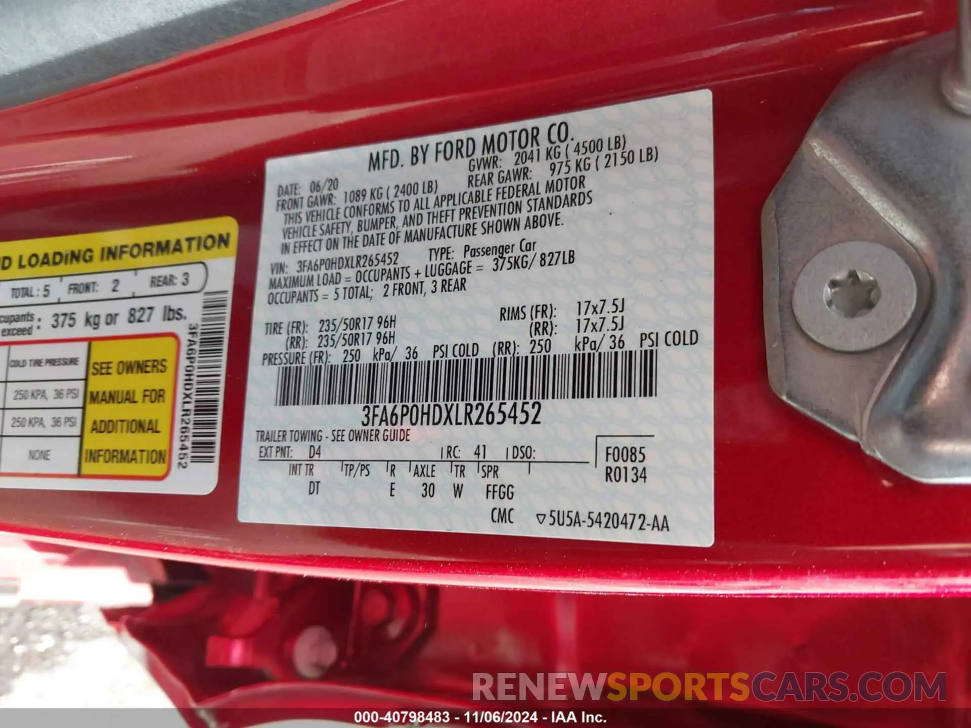 9 Фотография поврежденного автомобиля 3FA6P0HDXLR265452 FORD FUSION 2020