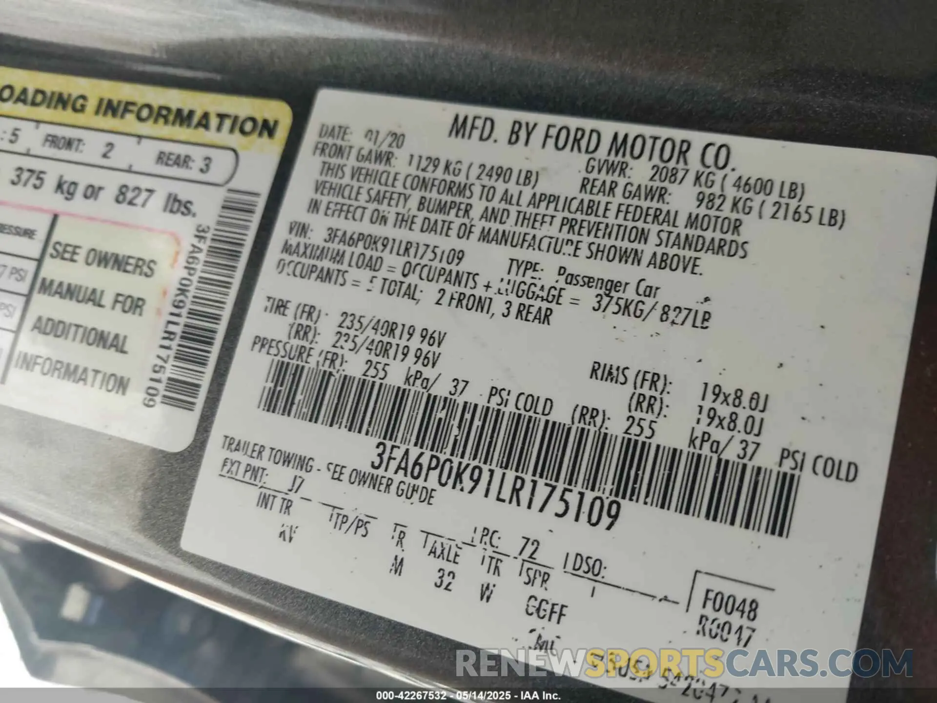 9 Photograph of a damaged car 3FA6P0K91LR175109 FORD FUSION 2020