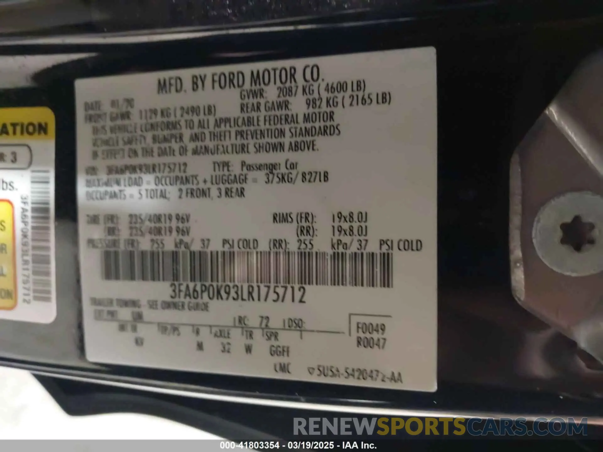 9 Фотография поврежденного автомобиля 3FA6P0K93LR175712 FORD FUSION 2020