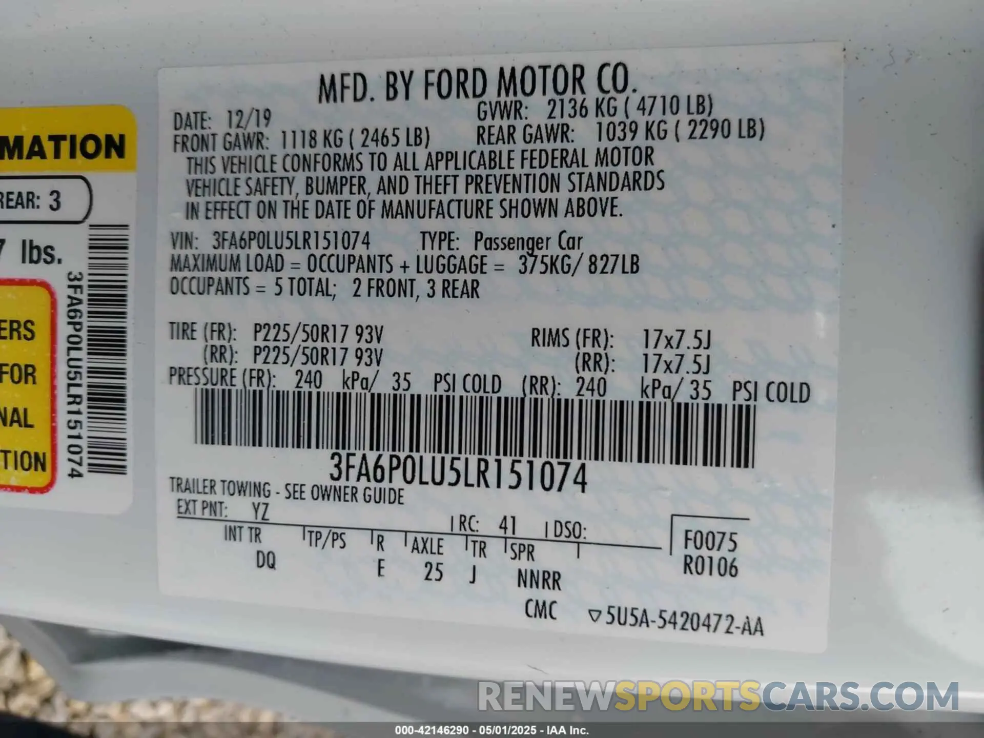 9 Фотография поврежденного автомобиля 3FA6P0LU5LR151074 FORD FUSION 2020
