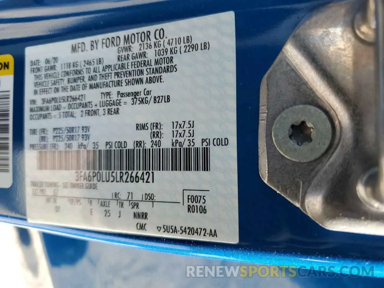 14 Фотография поврежденного автомобиля 3FA6P0LU5LR266421 FORD FUSION 2020