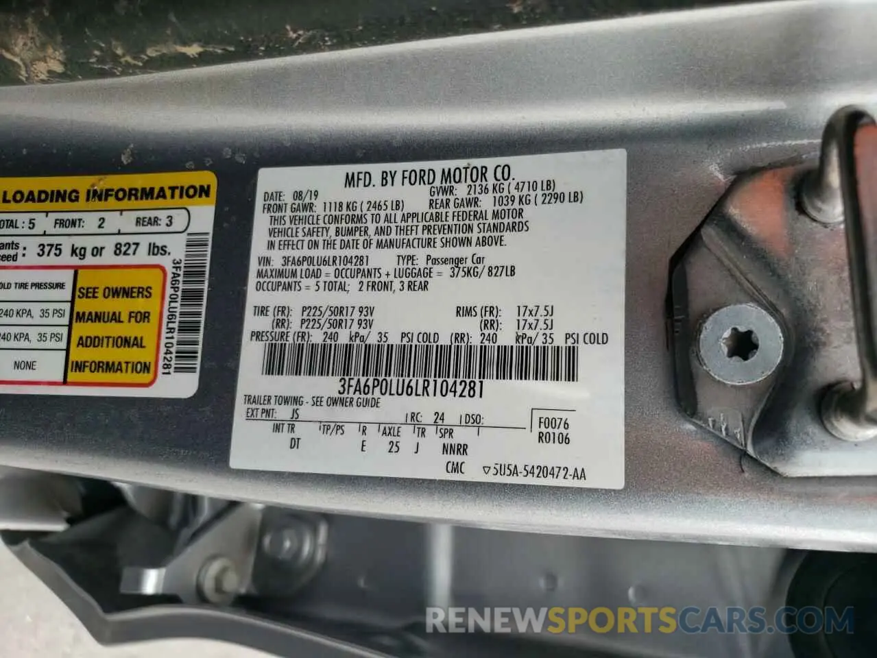 12 Фотография поврежденного автомобиля 3FA6P0LU6LR104281 FORD FUSION 2020