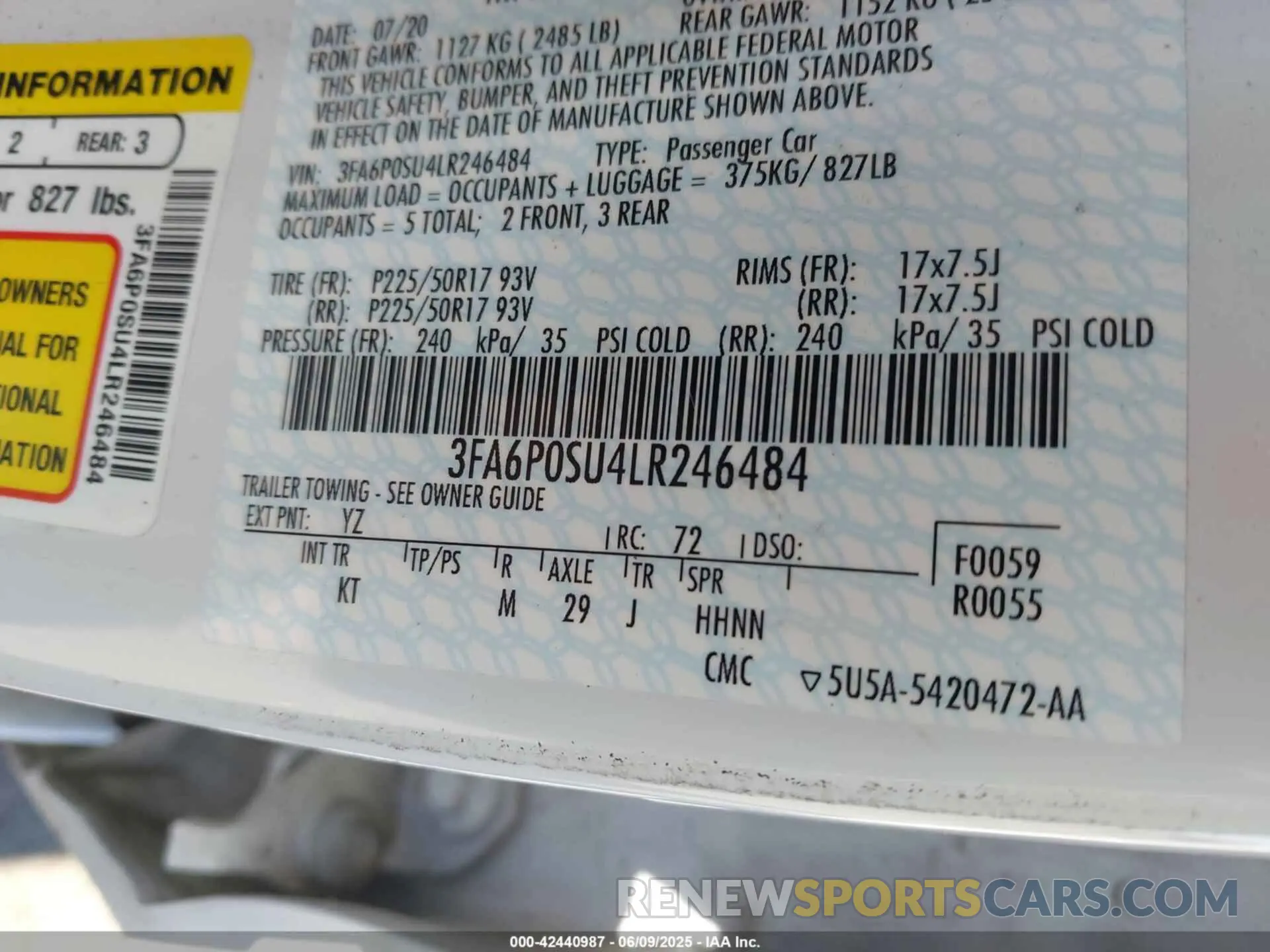 9 Фотография поврежденного автомобиля 3FA6P0SU4LR246484 FORD FUSION 2020