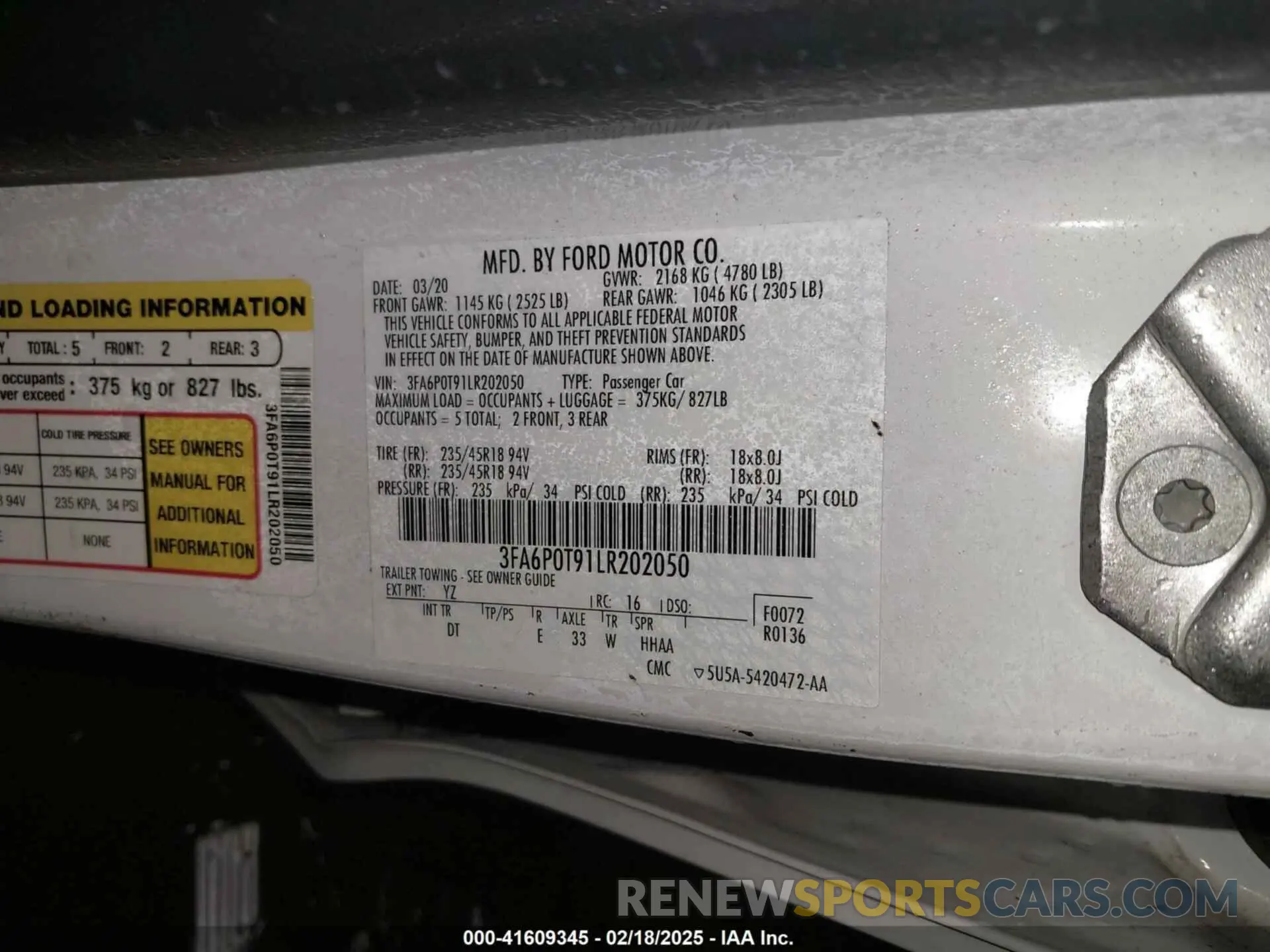 9 Photograph of a damaged car 3FA6P0T91LR202050 FORD FUSION 2020