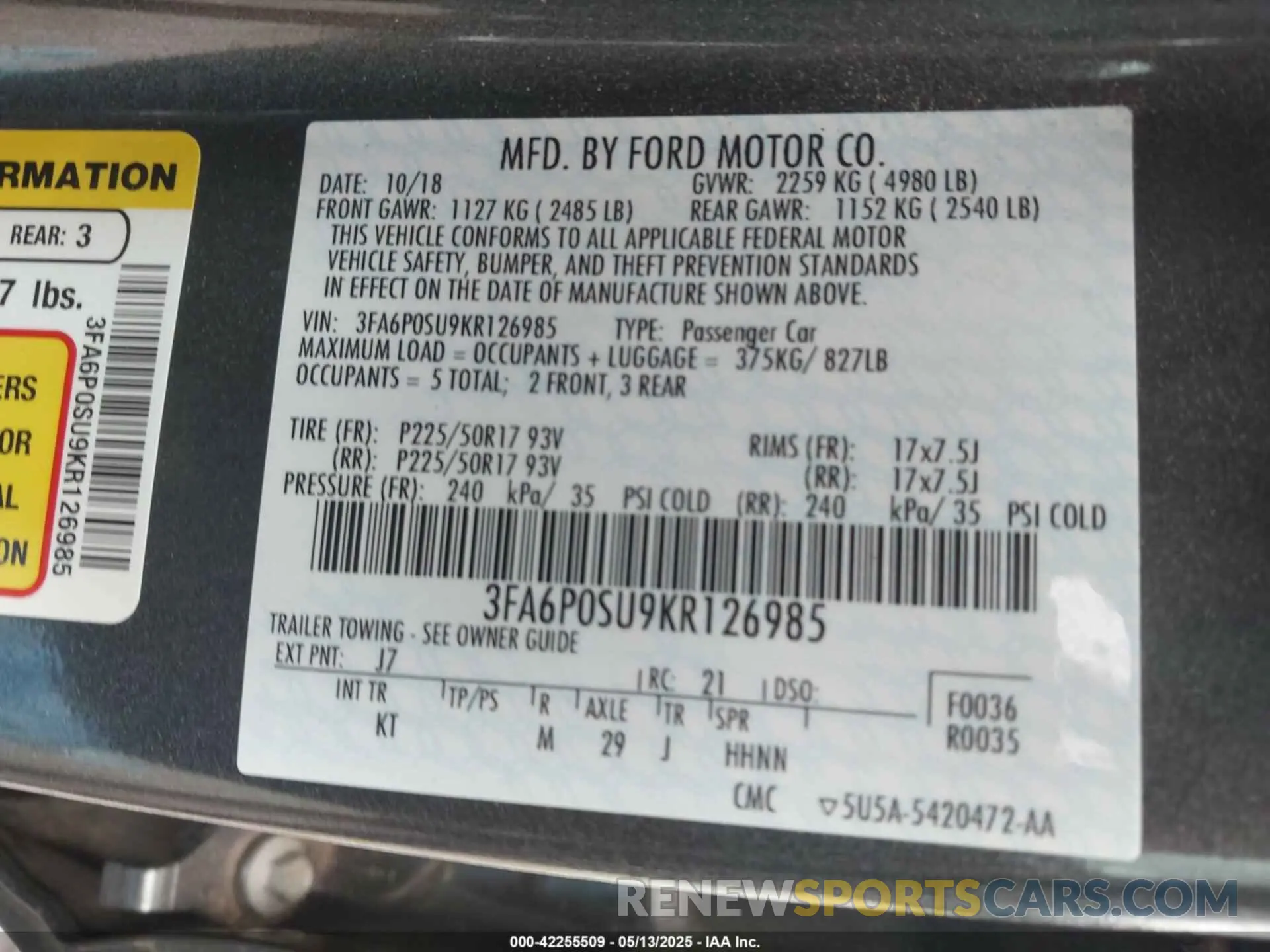 9 Фотография поврежденного автомобиля 3FA6P0SU9KR126985 FORD FUSION ENERGI 2019