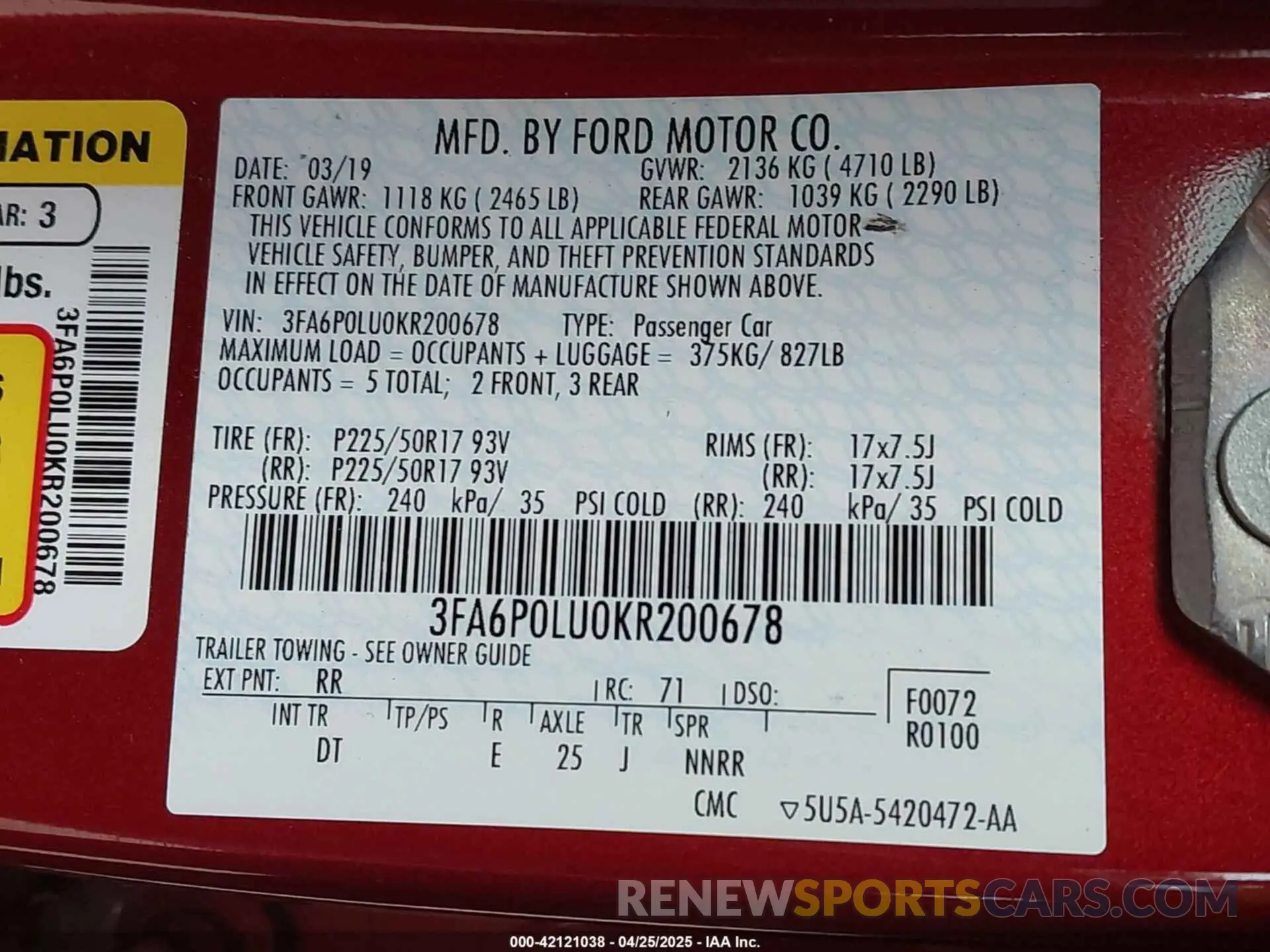 9 Фотография поврежденного автомобиля 3FA6P0LU0KR200678 FORD FUSION HYBRID 2019