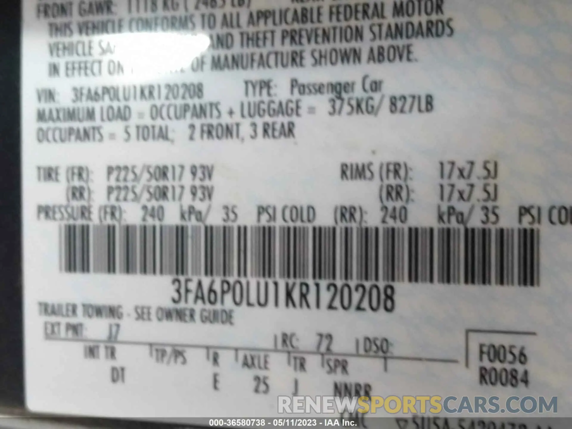 9 Фотография поврежденного автомобиля 3FA6P0LU1KR120208 FORD FUSION HYBRID 2019