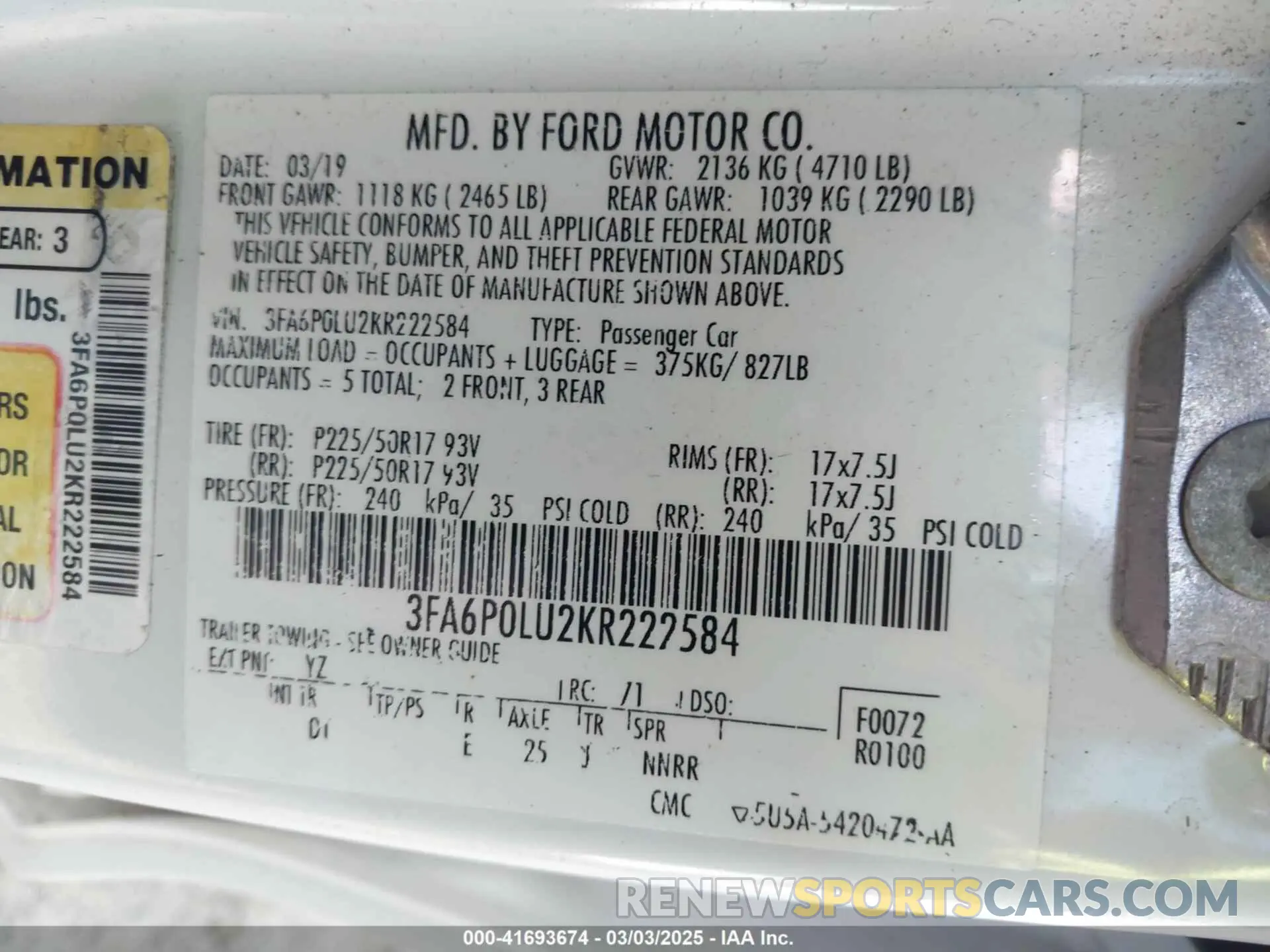 9 Фотография поврежденного автомобиля 3FA6P0LU2KR222584 FORD FUSION HYBRID 2019