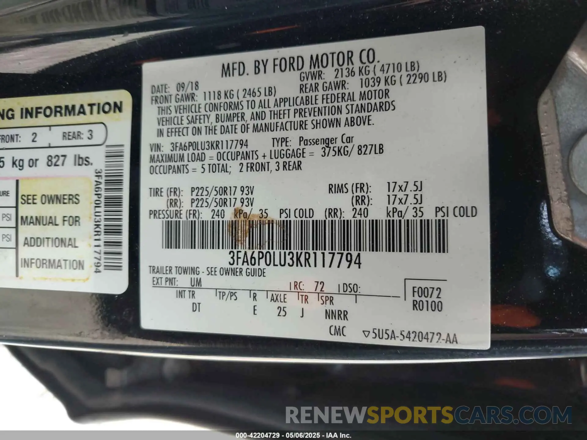 9 Фотография поврежденного автомобиля 3FA6P0LU3KR117794 FORD FUSION HYBRID 2019