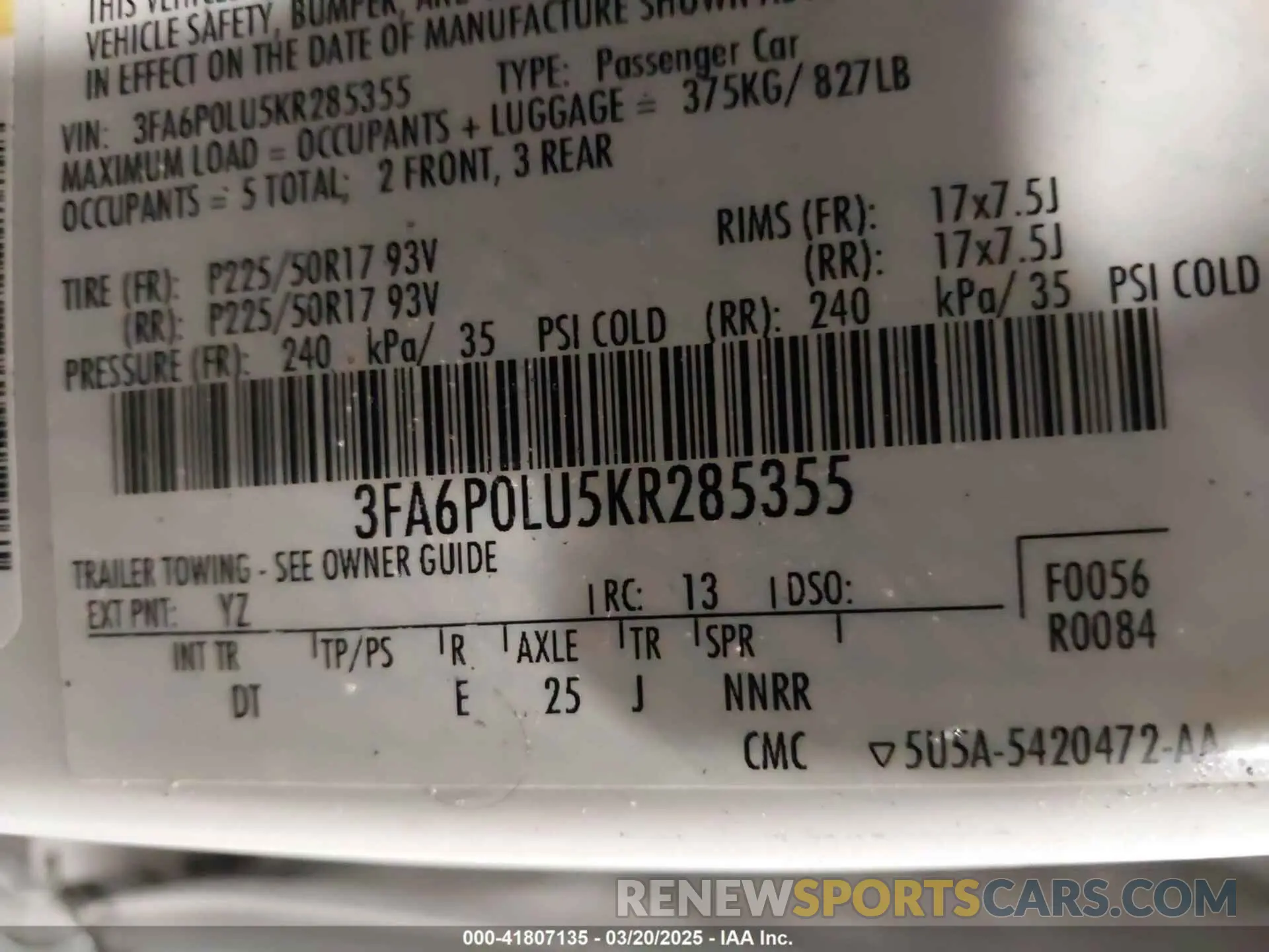 9 Photograph of a damaged car 3FA6P0LU5KR285355 FORD FUSION HYBRID 2019