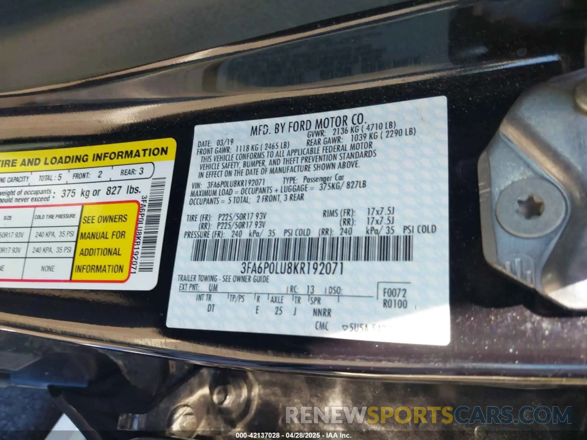 9 Фотография поврежденного автомобиля 3FA6P0LU8KR192071 FORD FUSION HYBRID 2019