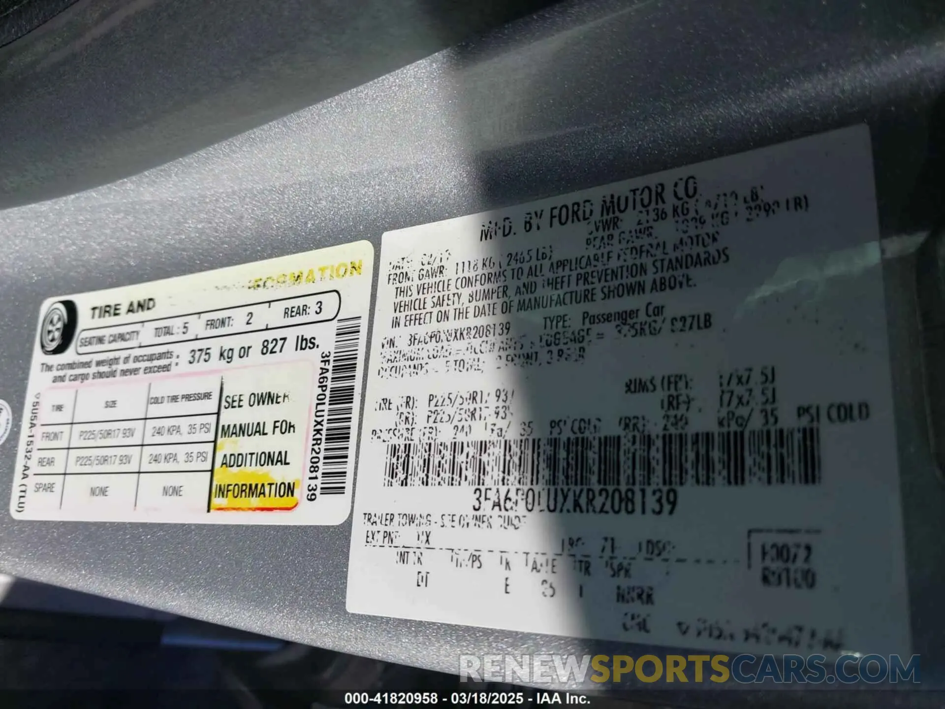 9 Фотография поврежденного автомобиля 3FA6P0LUXKR208139 FORD FUSION HYBRID 2019