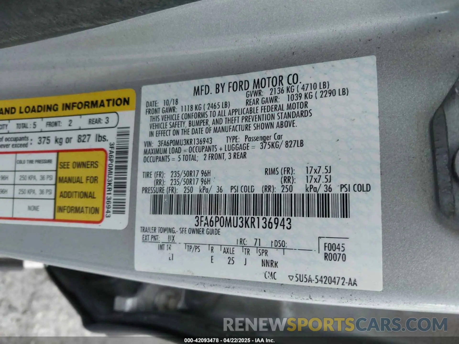 9 Photograph of a damaged car 3FA6P0MU3KR136943 FORD FUSION HYBRID 2019