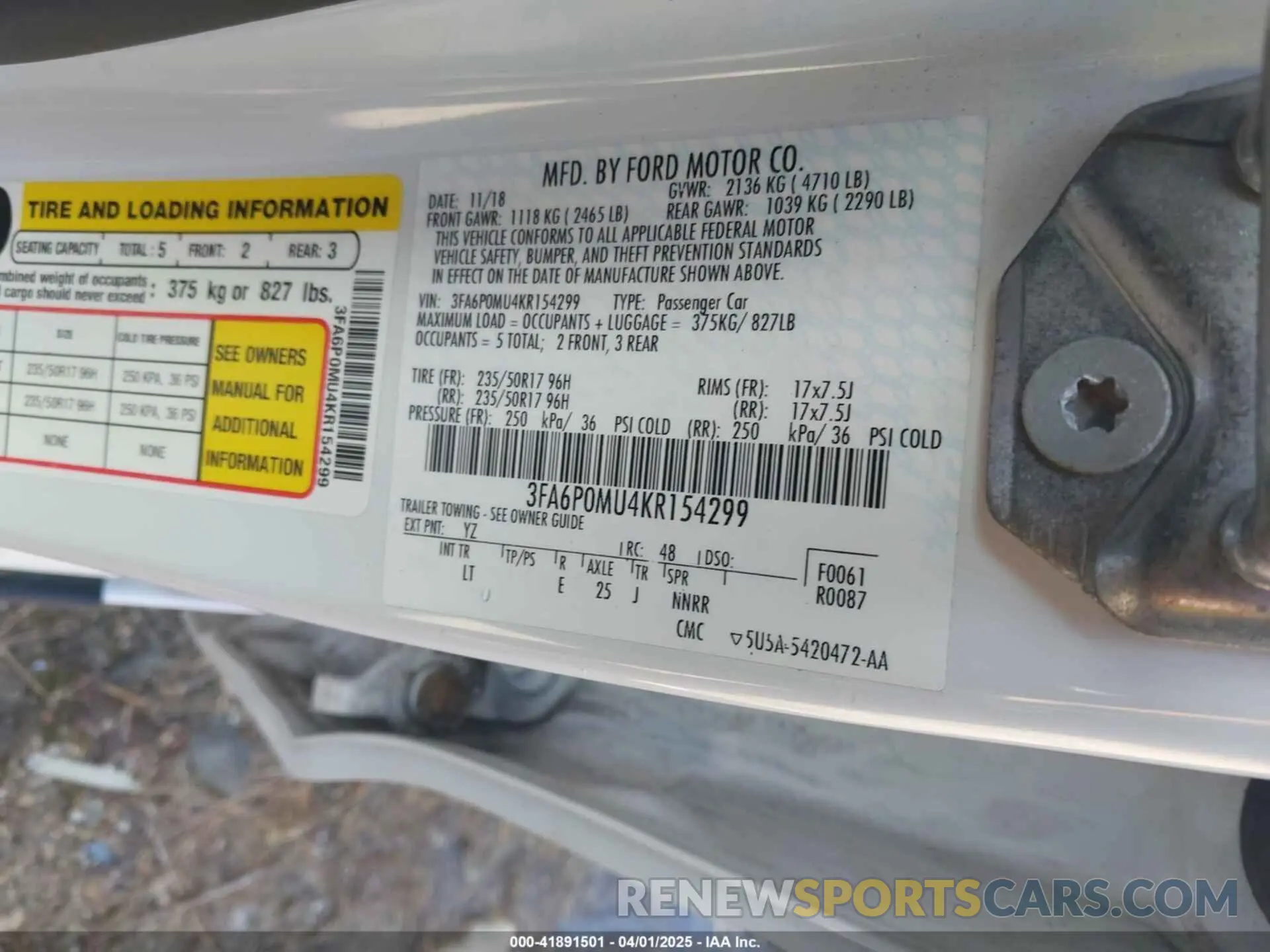 9 Photograph of a damaged car 3FA6P0MU4KR154299 FORD FUSION HYBRID 2019