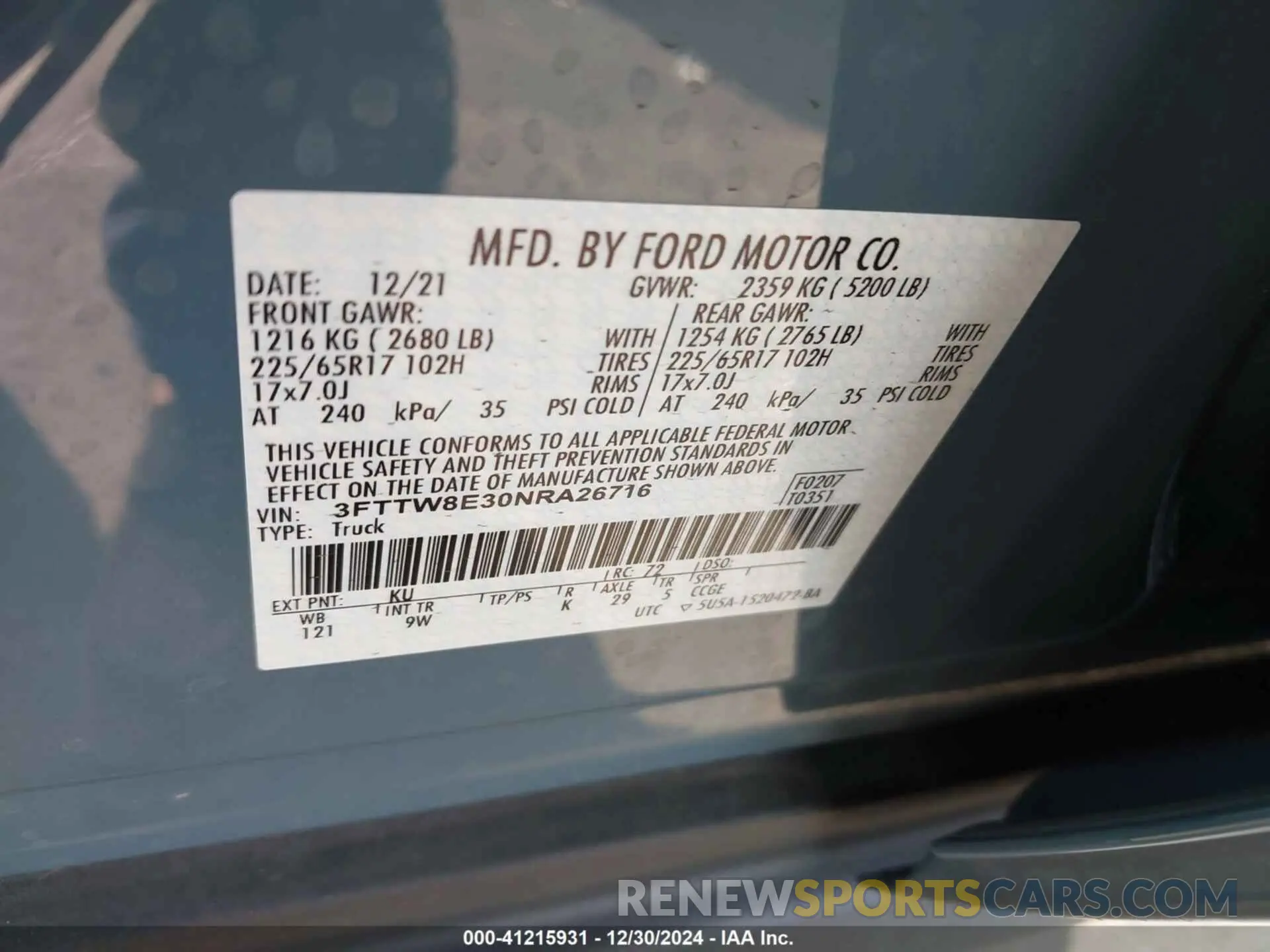 9 Photograph of a damaged car 3FTTW8E30NRA26716 FORD MAVERICK 2022