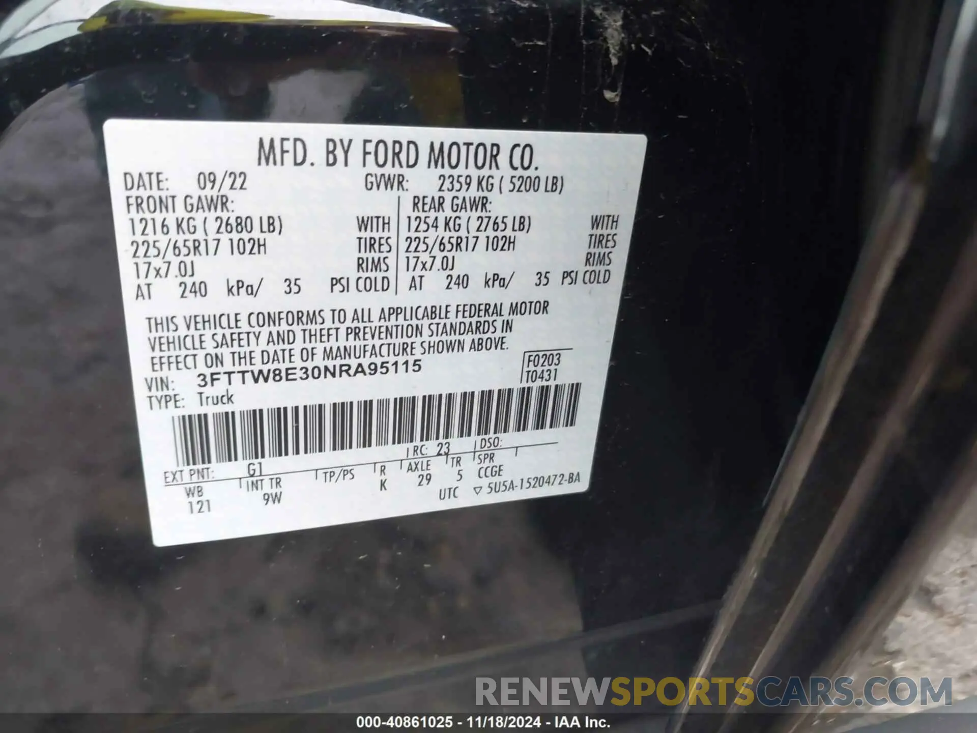 9 Photograph of a damaged car 3FTTW8E30NRA95115 FORD MAVERICK 2022