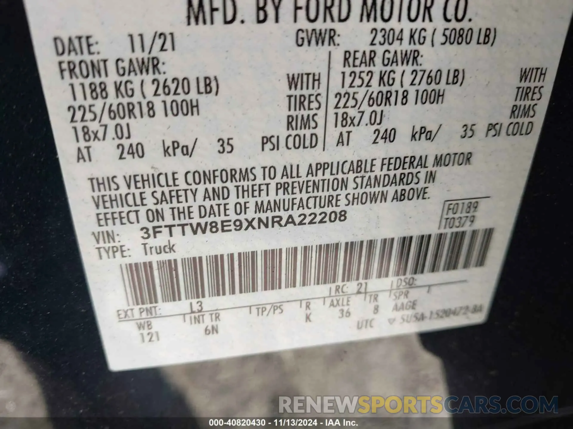 9 Photograph of a damaged car 3FTTW8E9XNRA22208 FORD MAVERICK 2022