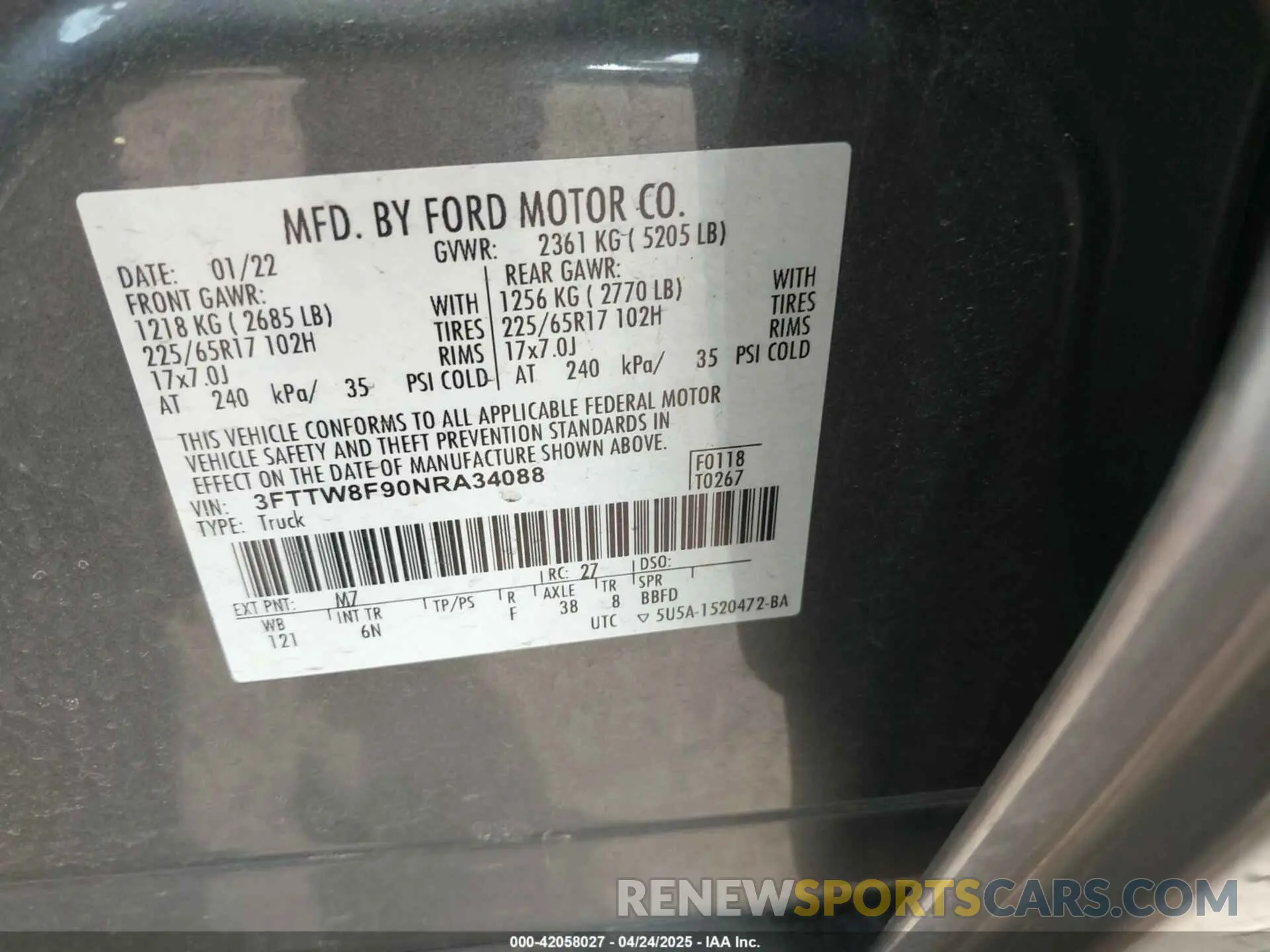 9 Photograph of a damaged car 3FTTW8F90NRA34088 FORD MAVERICK 2022