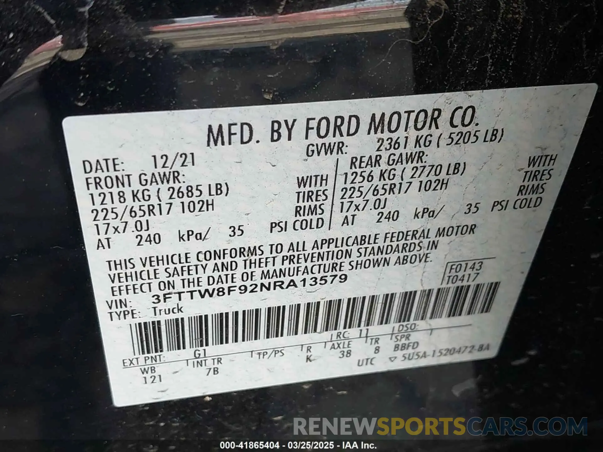 9 Фотография поврежденного автомобиля 3FTTW8F92NRA13579 FORD MAVERICK 2022