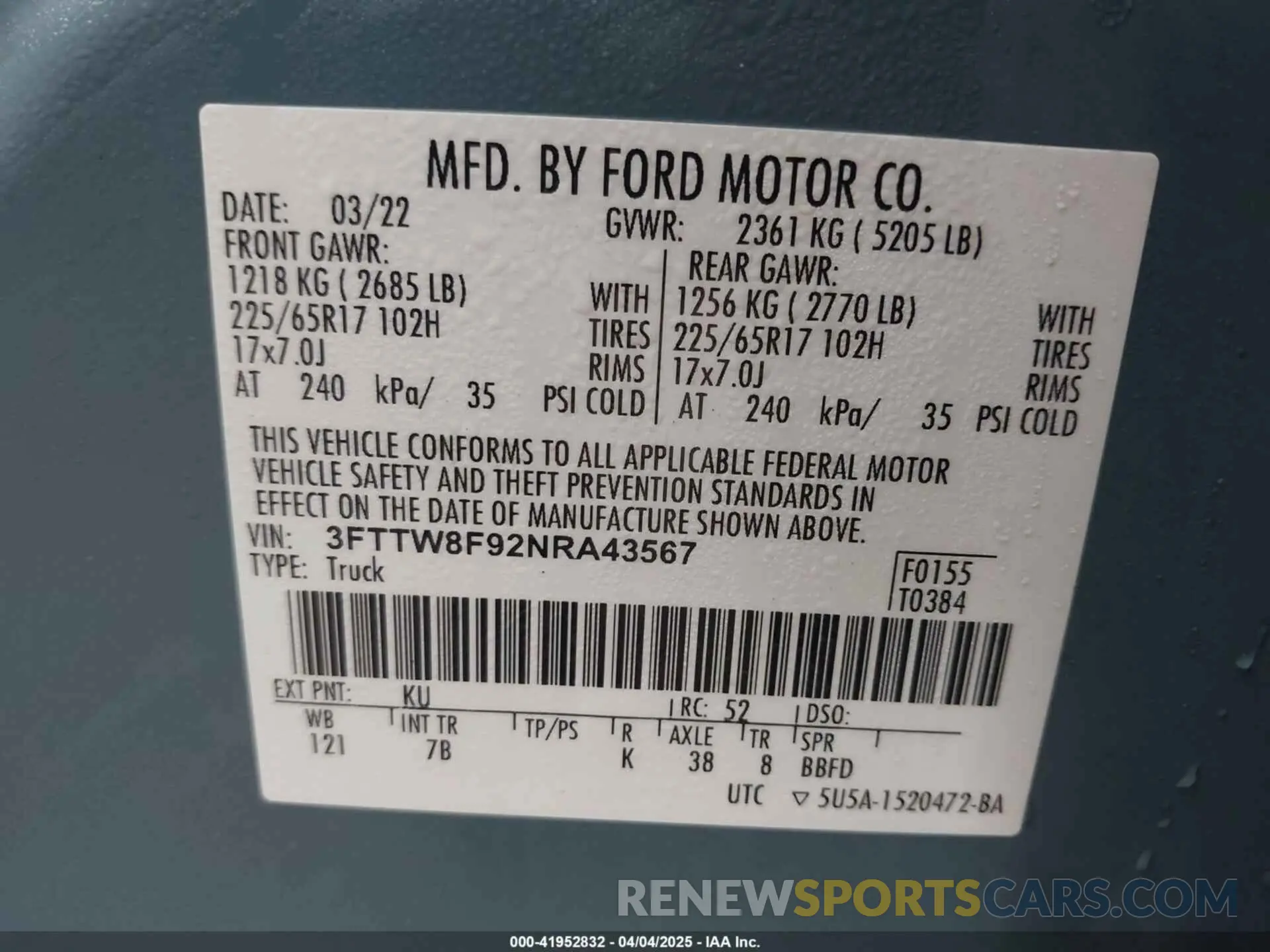 9 Фотография поврежденного автомобиля 3FTTW8F92NRA43567 FORD MAVERICK 2022