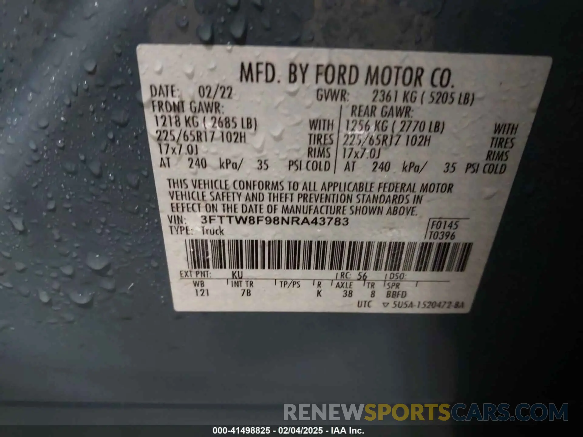 9 Фотография поврежденного автомобиля 3FTTW8F98NRA43783 FORD MAVERICK 2022