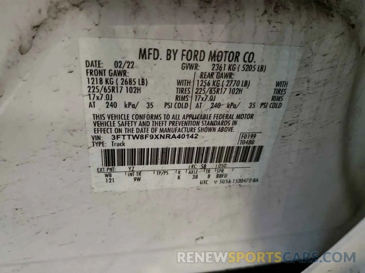 12 Photograph of a damaged car 3FTTW8F9XNRA40142 FORD MAVERICK 2022