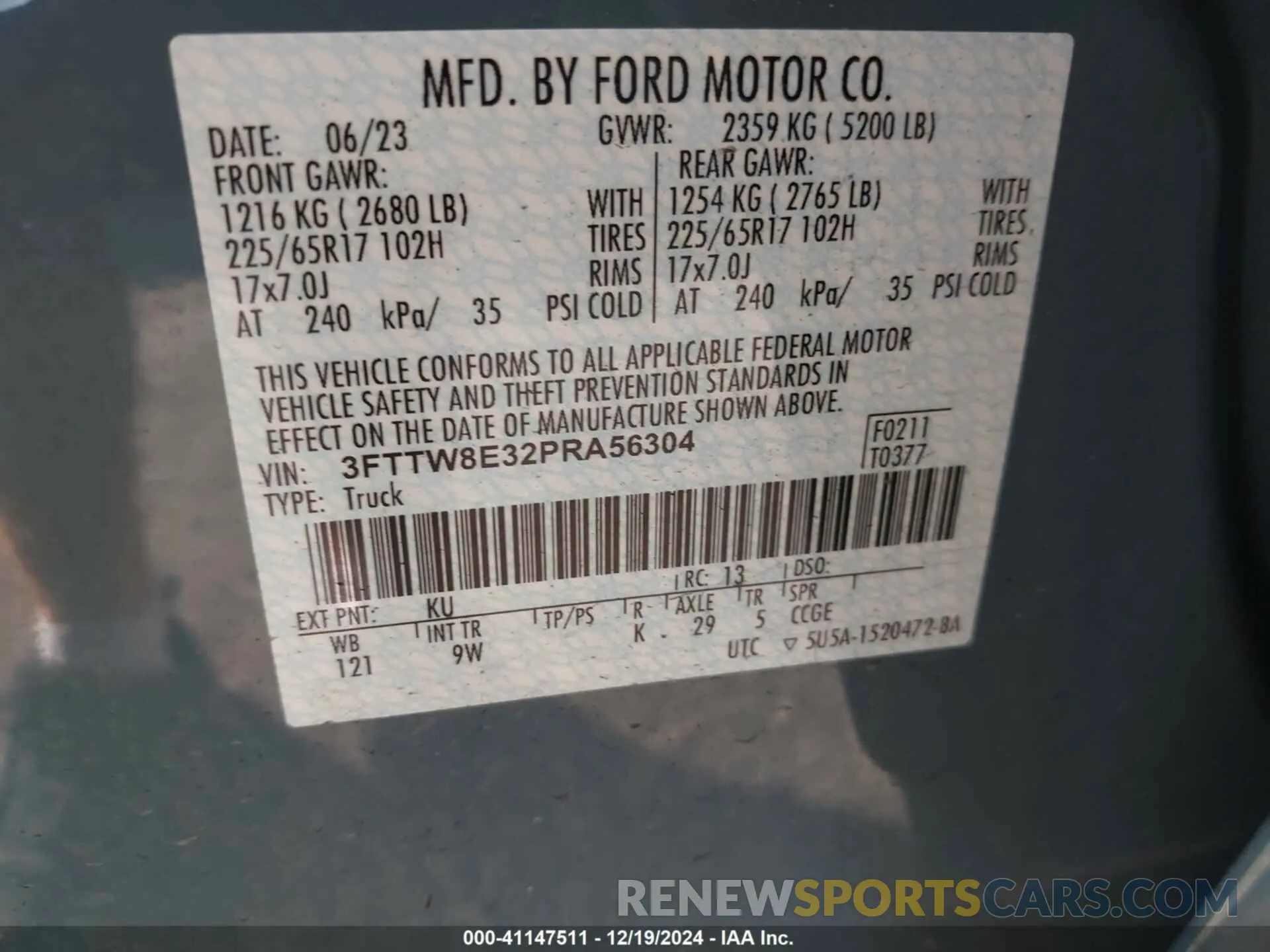 9 Photograph of a damaged car 3FTTW8E32PRA56304 FORD MAVERICK 2023